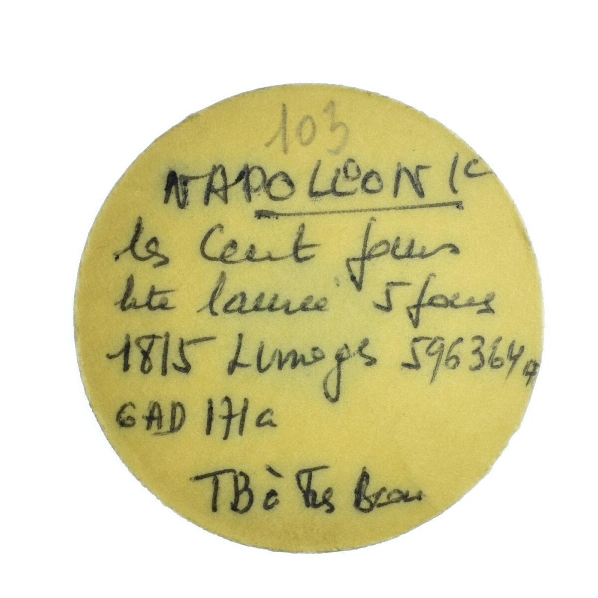 100jours NapoleonI 1815I limoges etiquette179