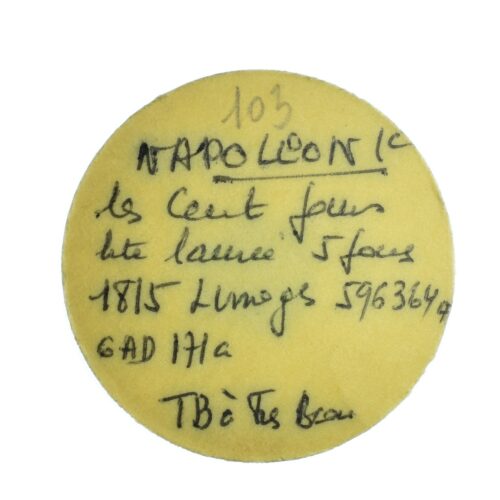 100jours NapoleonI 1815I limoges etiquette179