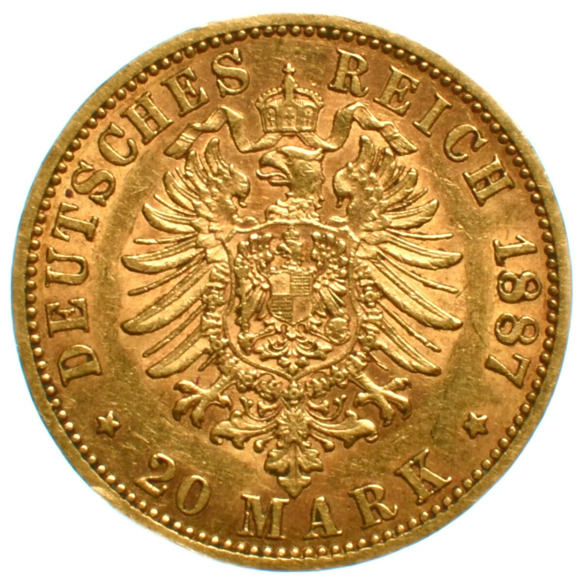 allemagne 20mark or 1887 revers 328