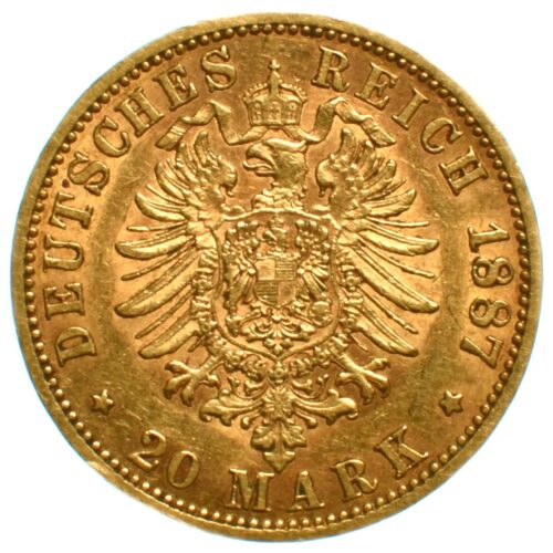 allemagne 20mark or 1887 revers 328