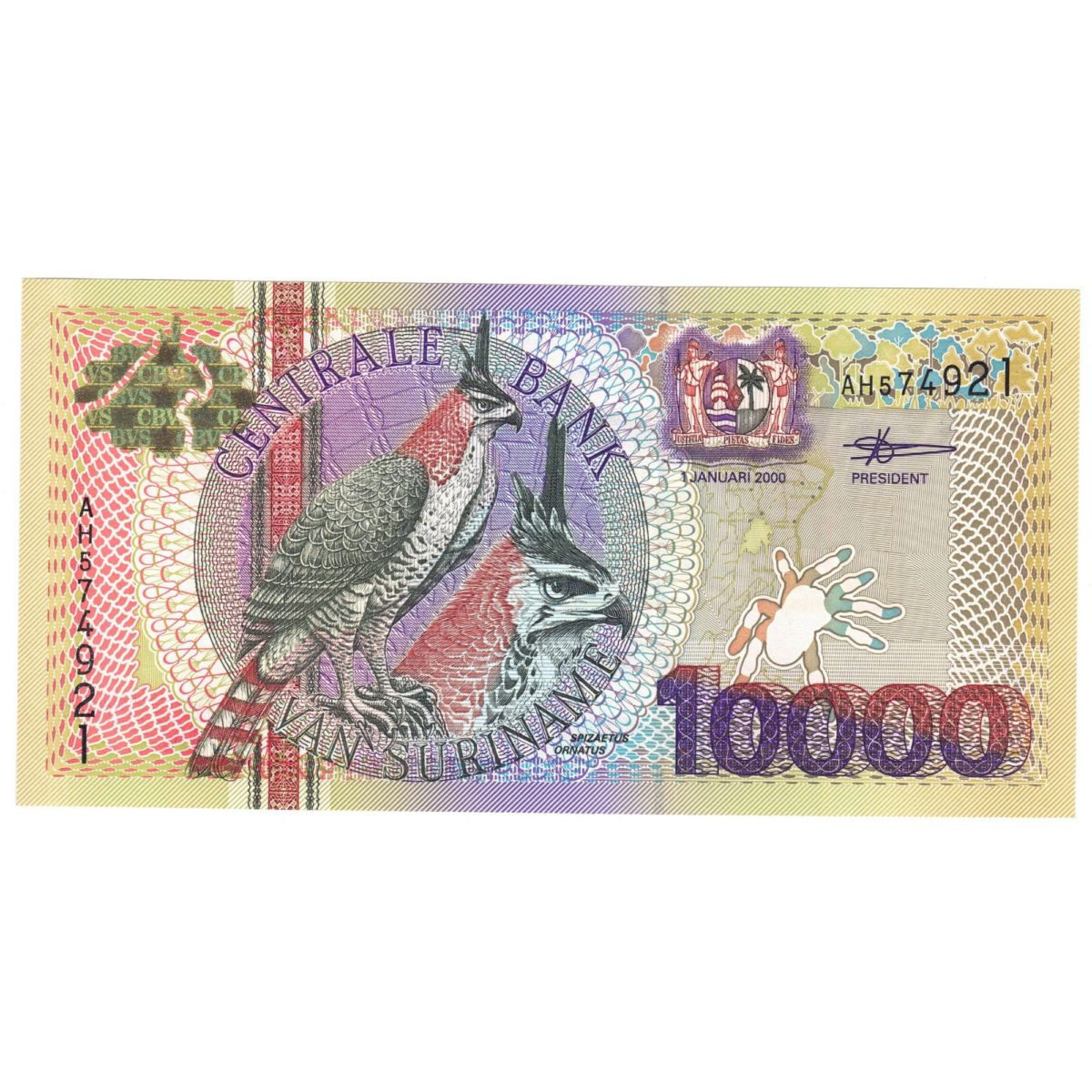 suriname 10000 gulden 2000 avers 0100
