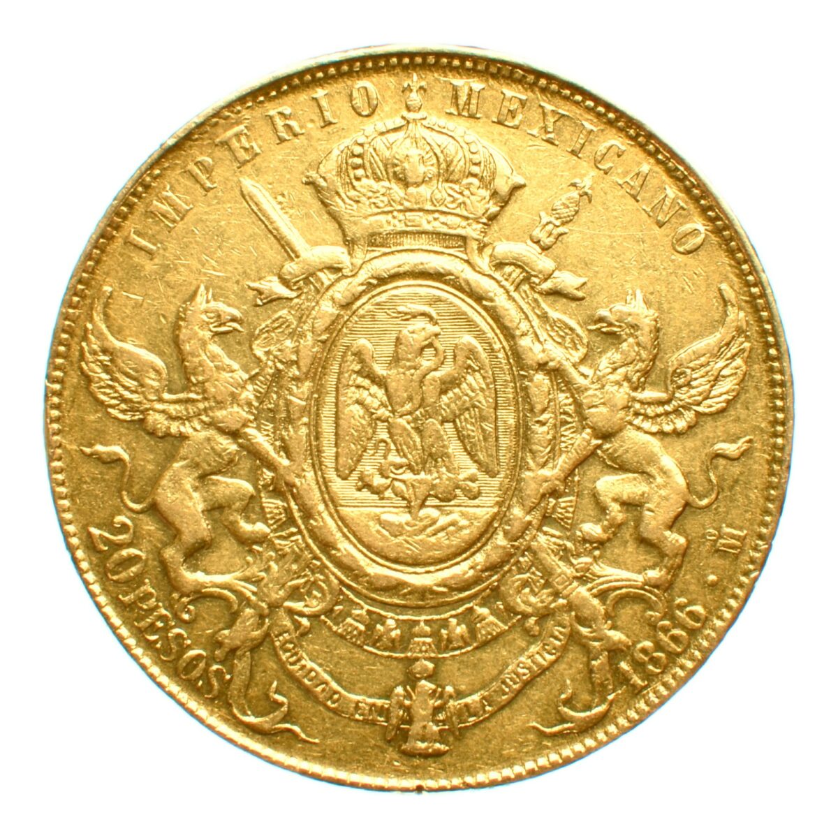 20 PESOS MEXIQUE 1866 OR AVERS