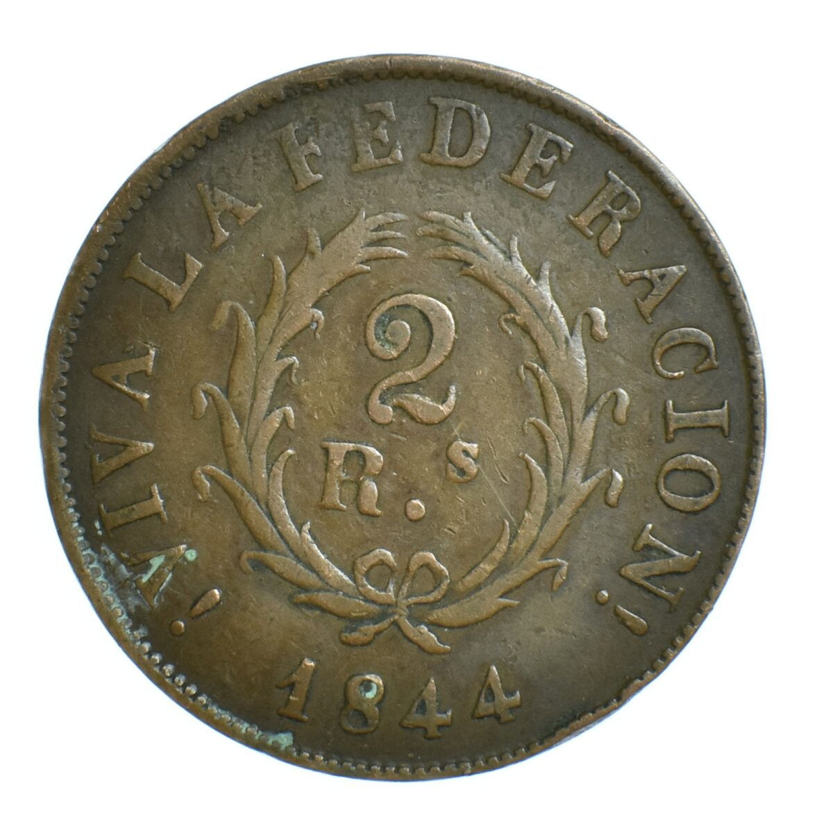 ARGENTINE 2 REALES 1844 AVERS