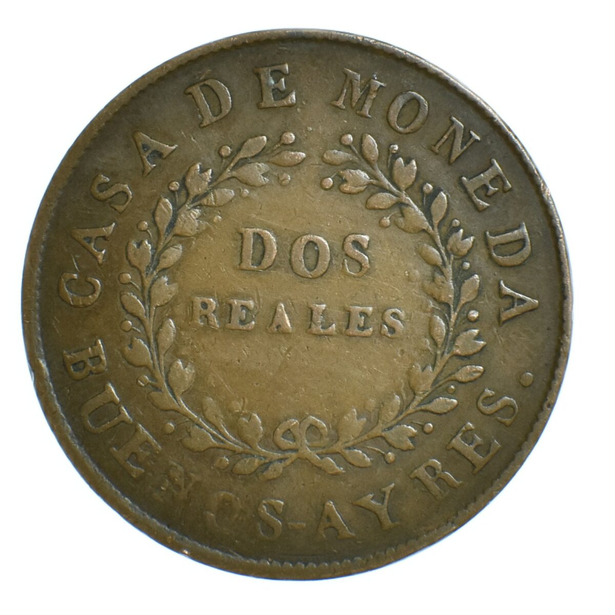 ARGENTINE 2 REALES 1844 REVERS