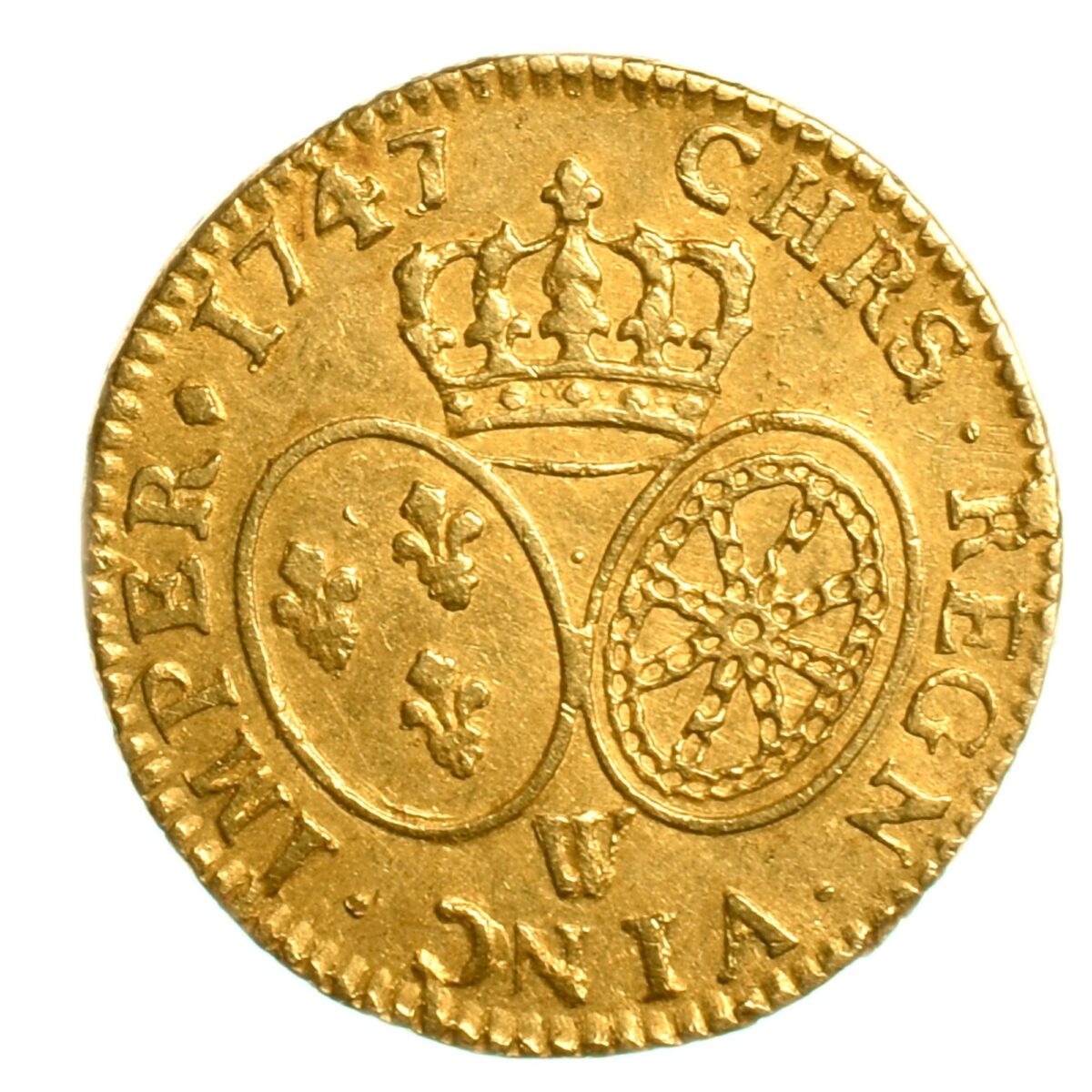 Louis XV Or bandeau revers 1747 Lille