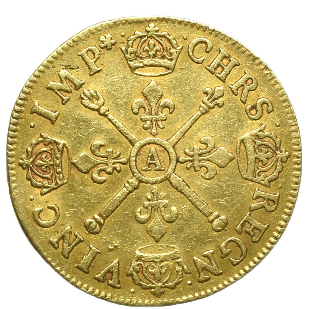 LOUIS14 DOUBLELOUIS OR 1706 INSIGNES REVERS