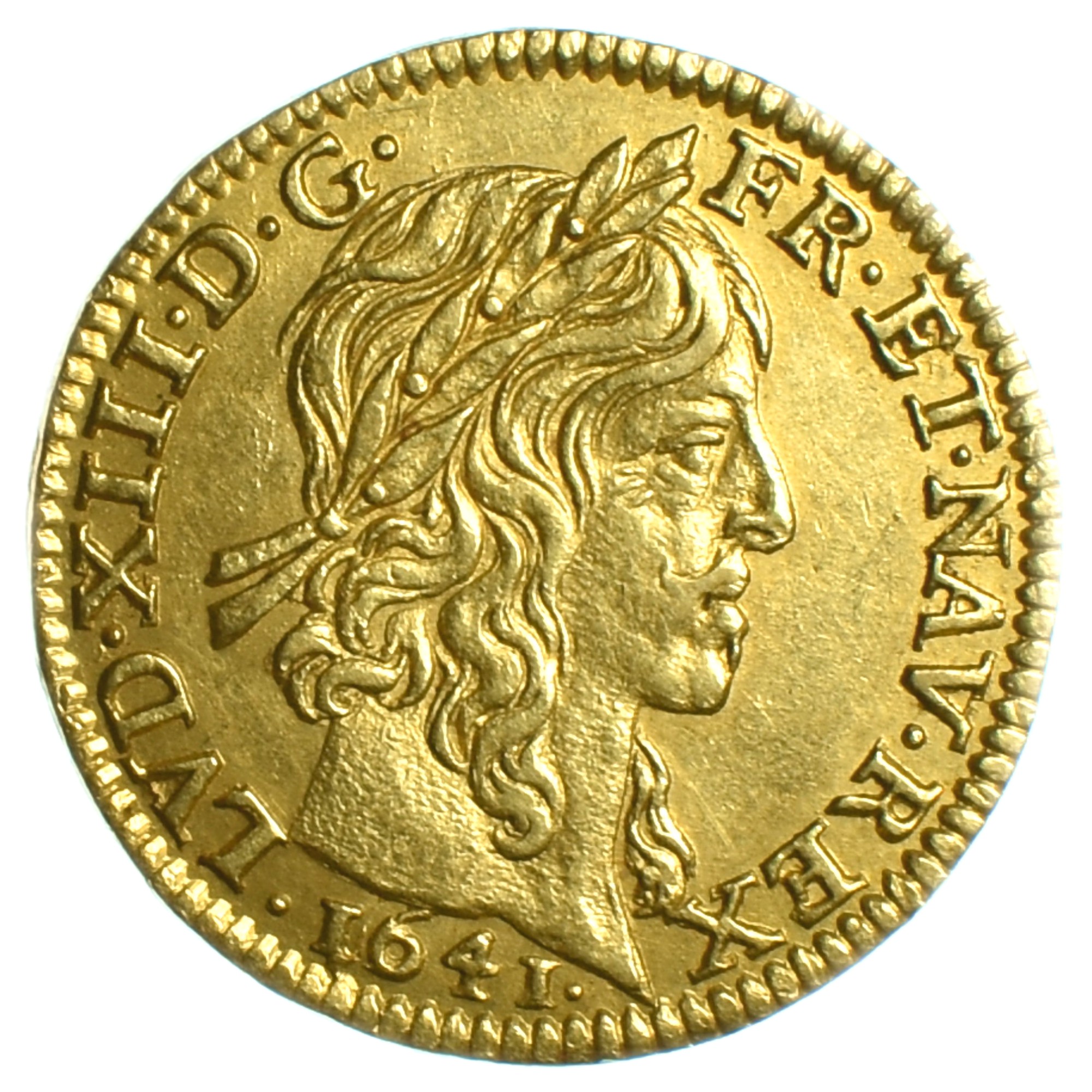 LOUISXIII DEMILOUIS OR 1641 AVERS
