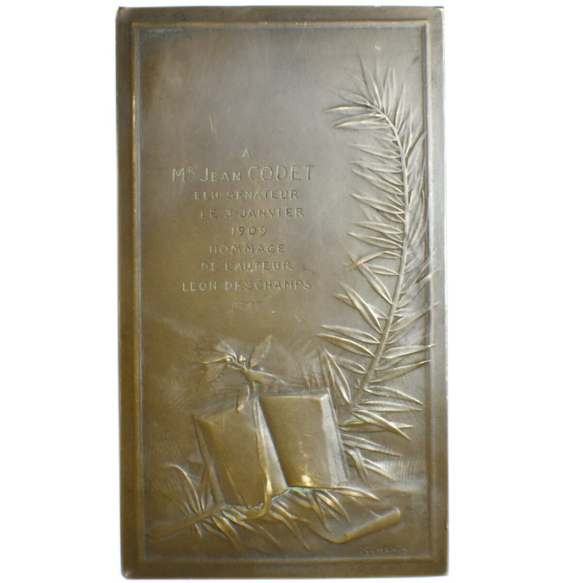 MEDAILLE PLAQUE ETUDE DESCHAMPS REVERS