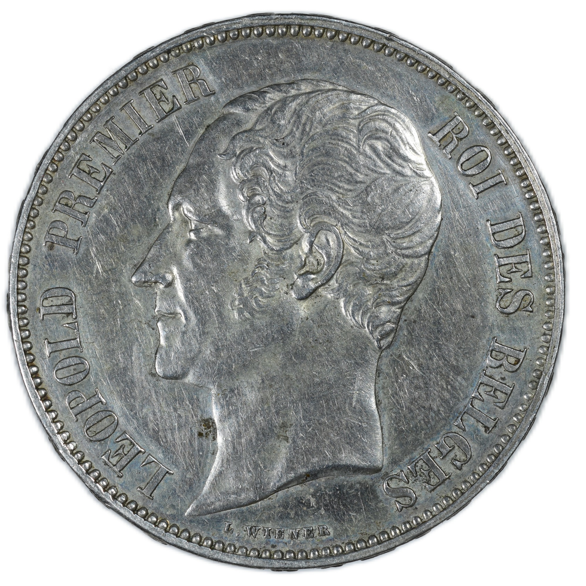 BELGIQUE 5 FRANCS BRABANT 1853 AVERS