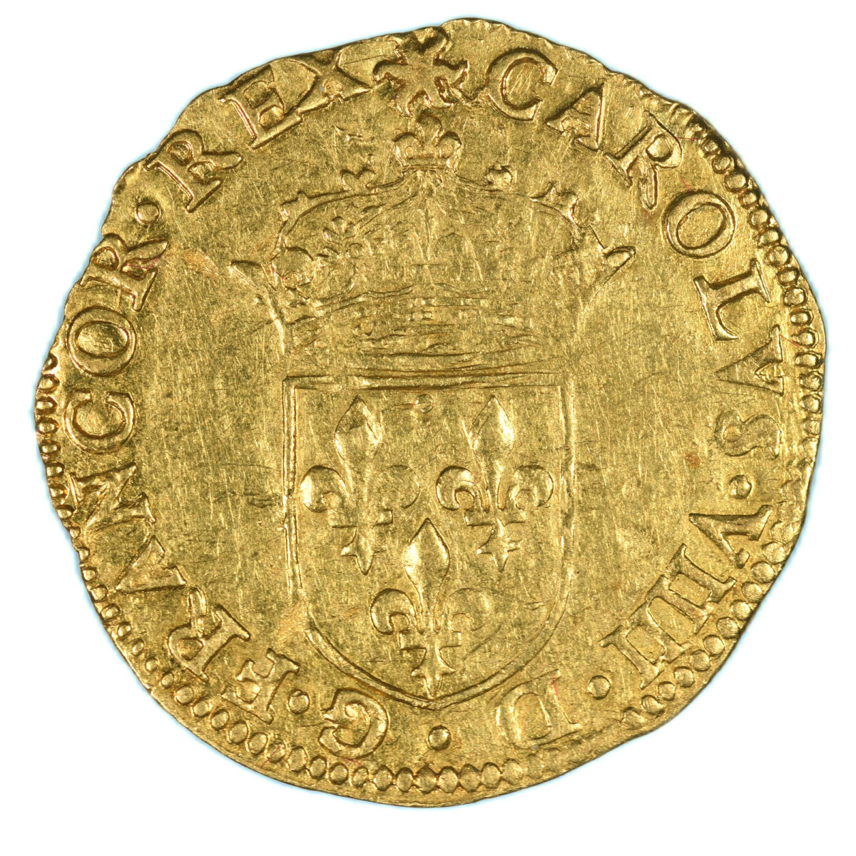 CHARLES IX DEMI ECU OR 1567 ROUEN AVERS
