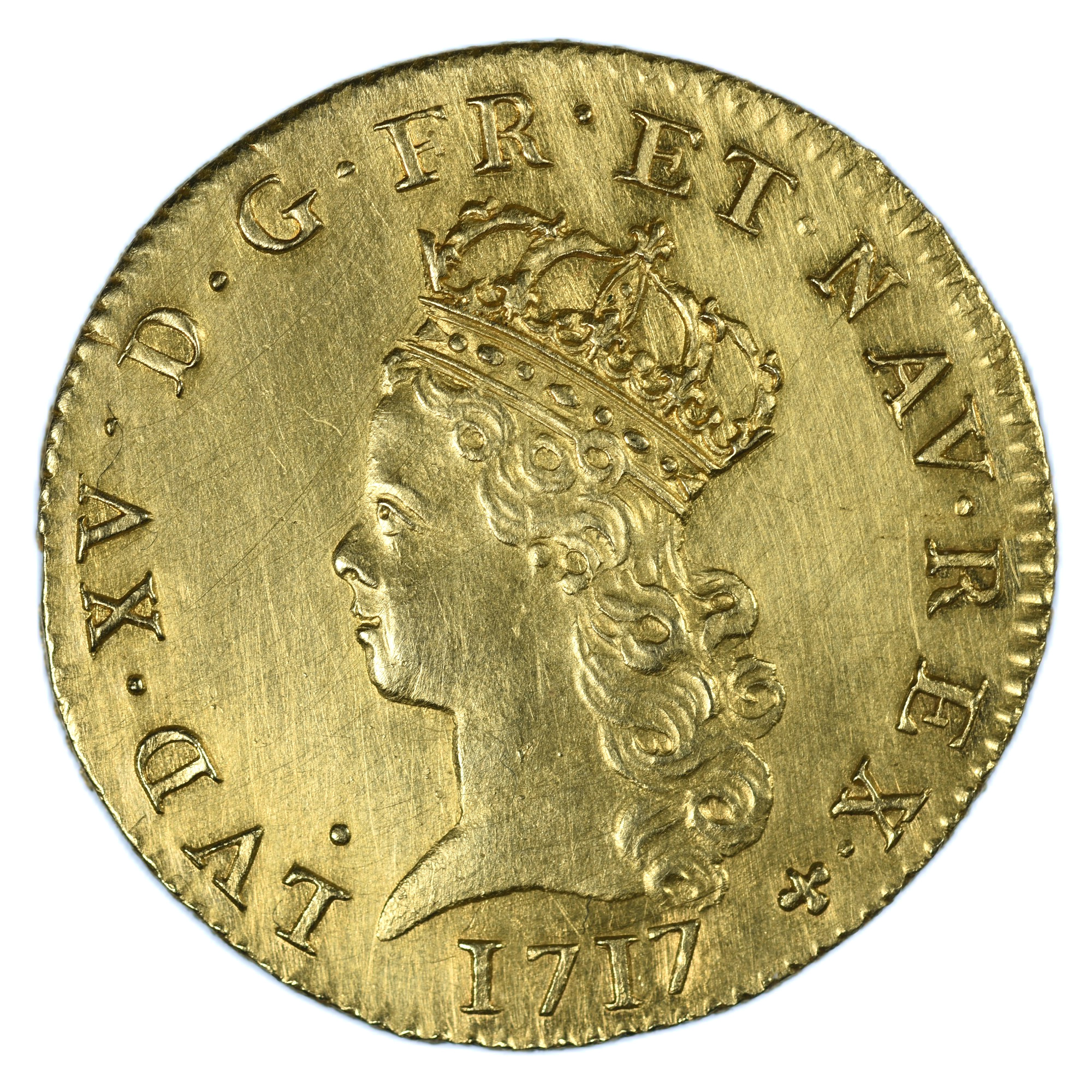 LOUIS XV DEMI NOAILLES OR 1717 PARIS AVERS