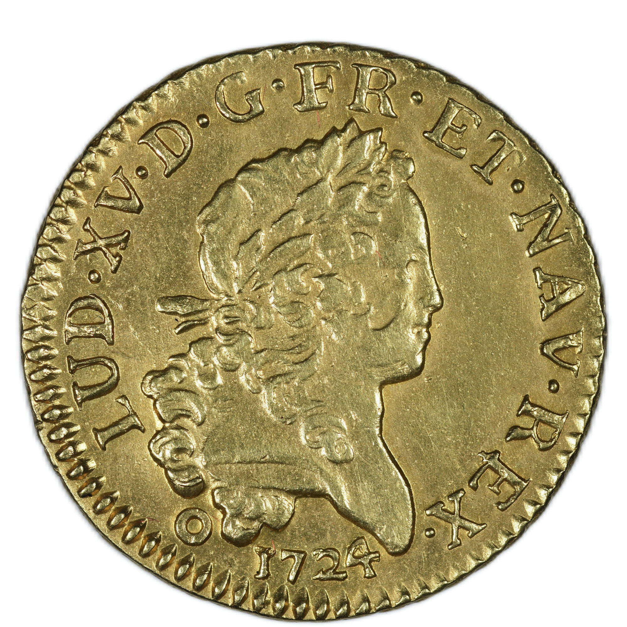 LOUIS XV LOUIS OR MIRLITON 1724 BORDEAUX AVERS