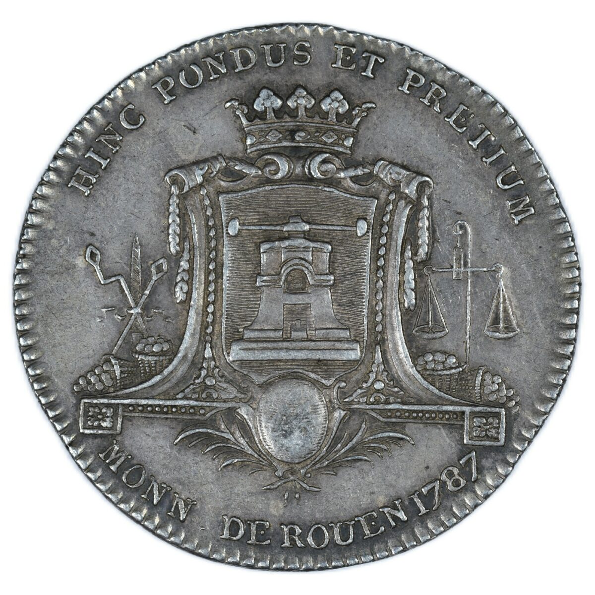 LOUIS XVI JETON ARGENT ROUEN 1787 REVERS