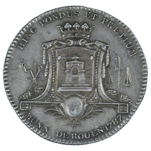 LOUIS XVI JETON ARGENT ROUEN 1787 REVERS