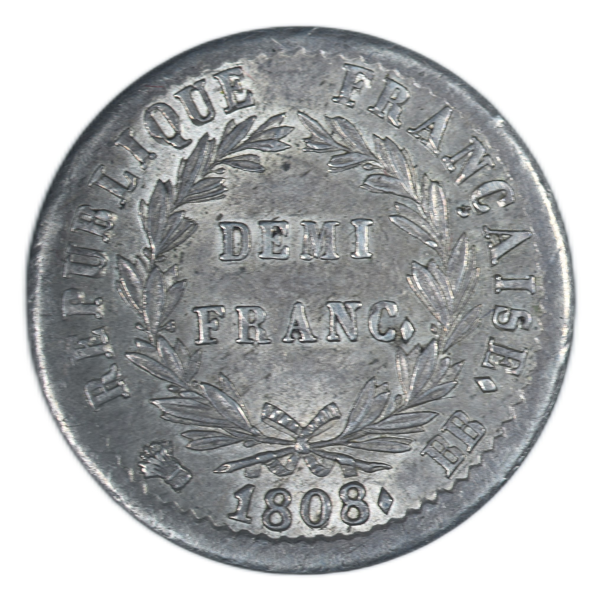 NAPOLEON DEMI FRANC 1808 STRASBOURG AVERS