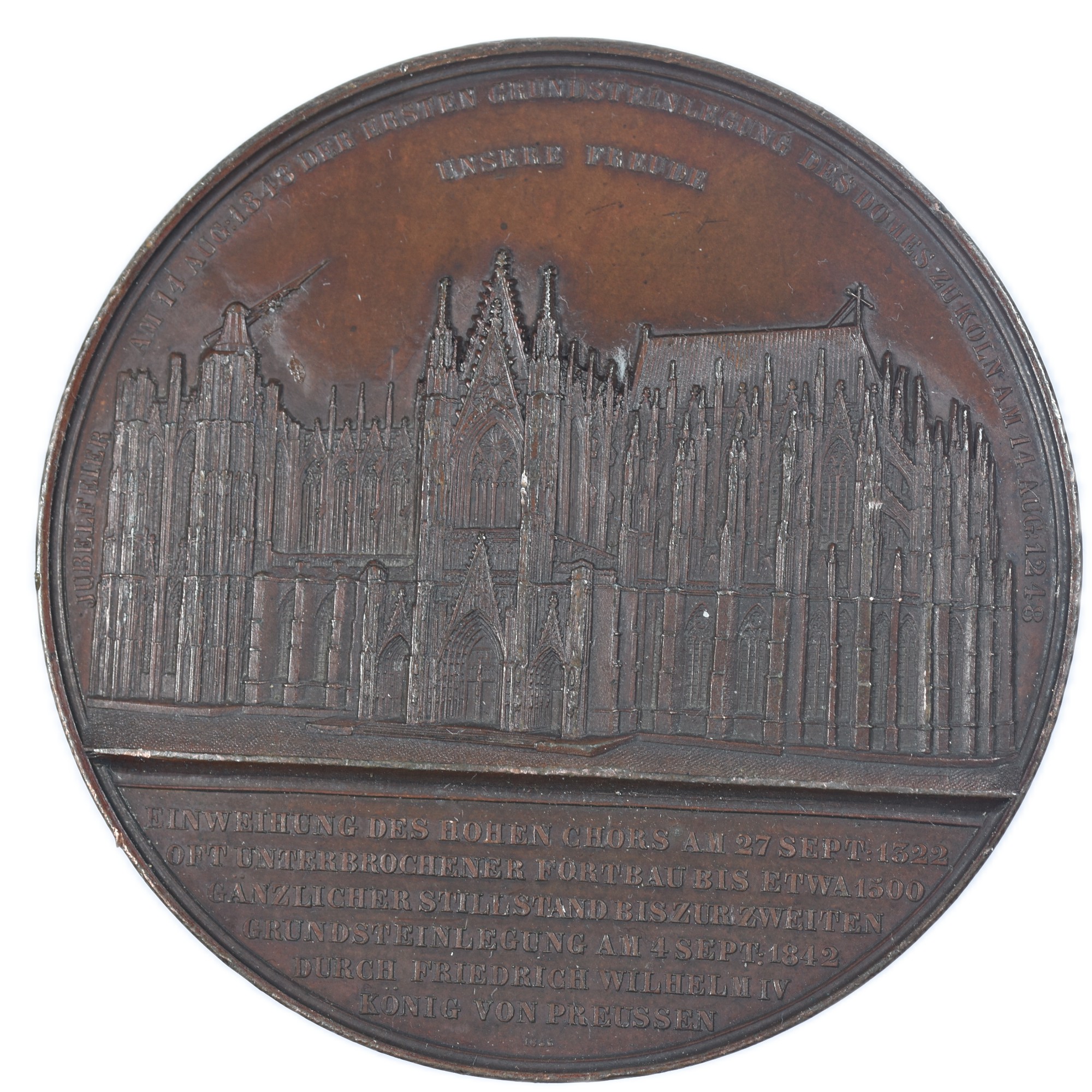 MEDAILLE ALLEMAGNE CATHEDRALE COLOGNE 1848 REVERS