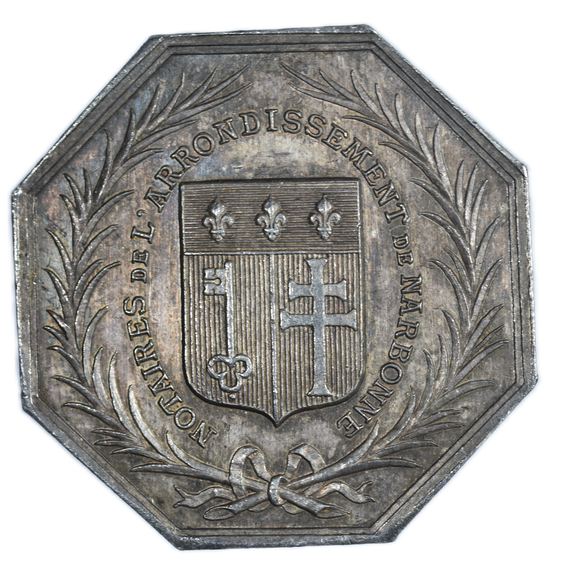 JETON ARGENT NOTAIRES NARBONNE REVERS