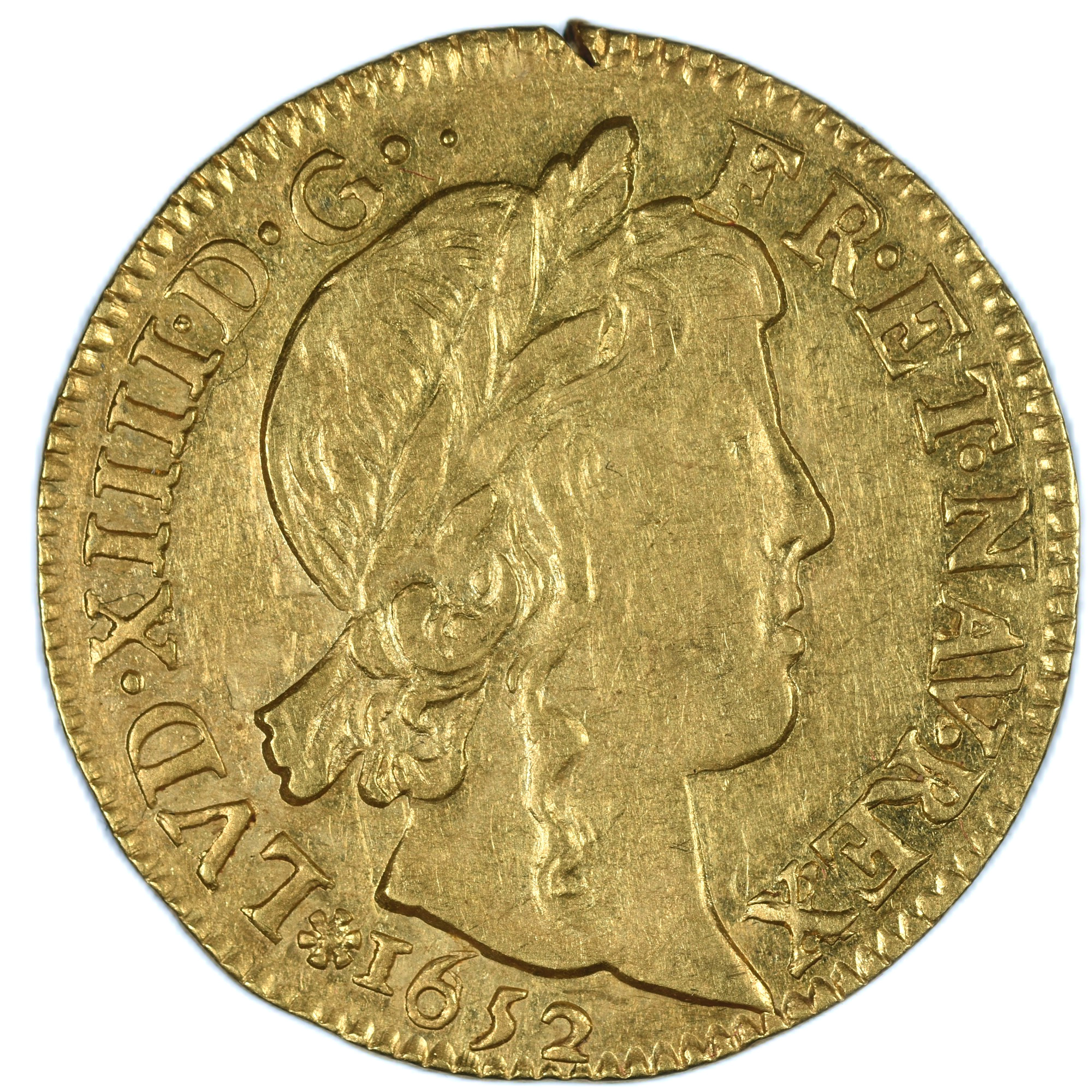 LOUIS XIV LOUIS OR 1652 TOURS AVERS