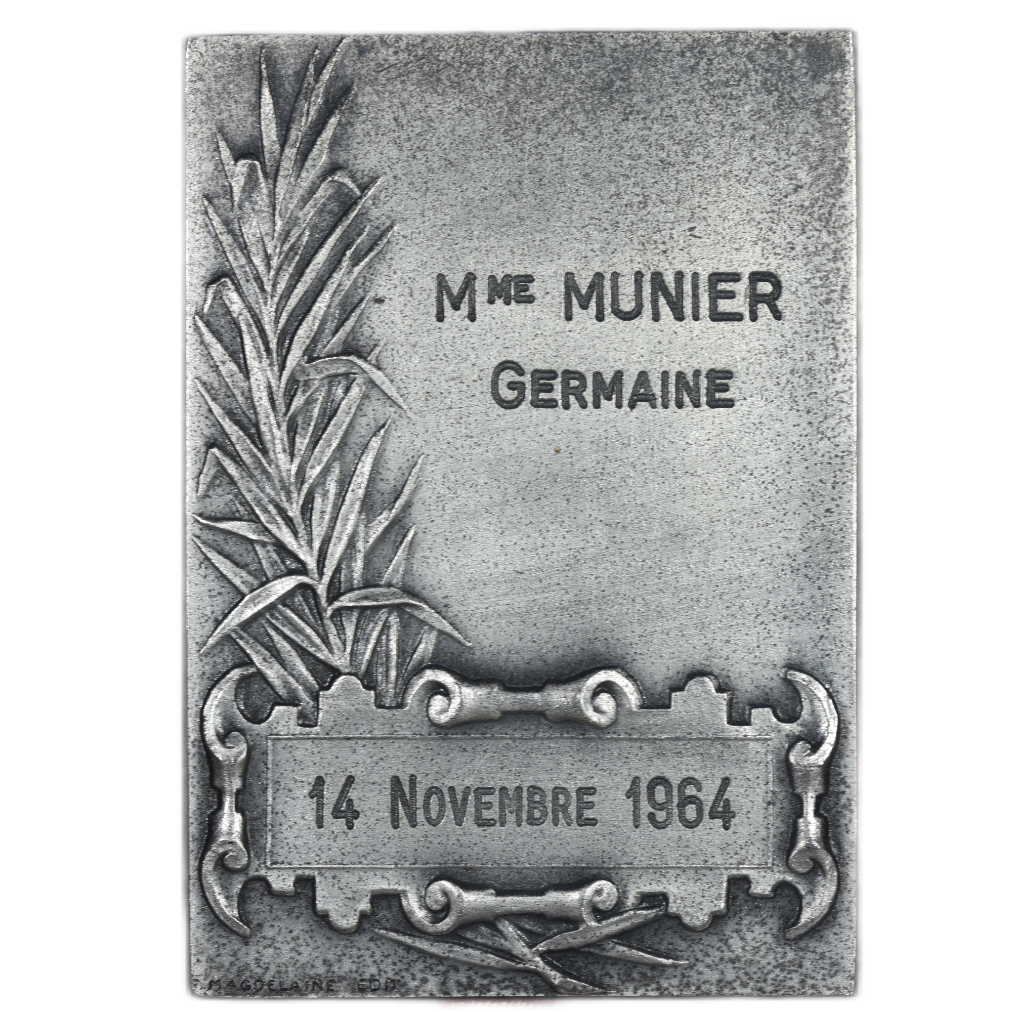 MEDAILLE STENOGRAPHIE ARGENT 1964 REVERS