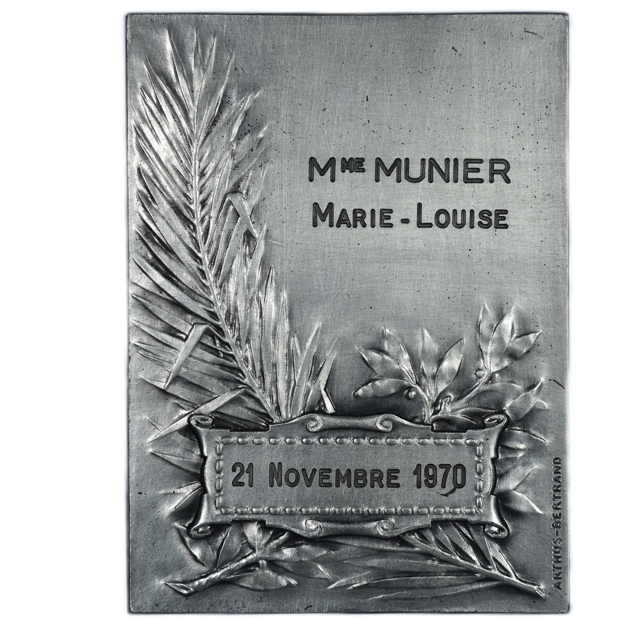 MEDAILLE STENOGRAPHIE ARGENT 1970 REVERS