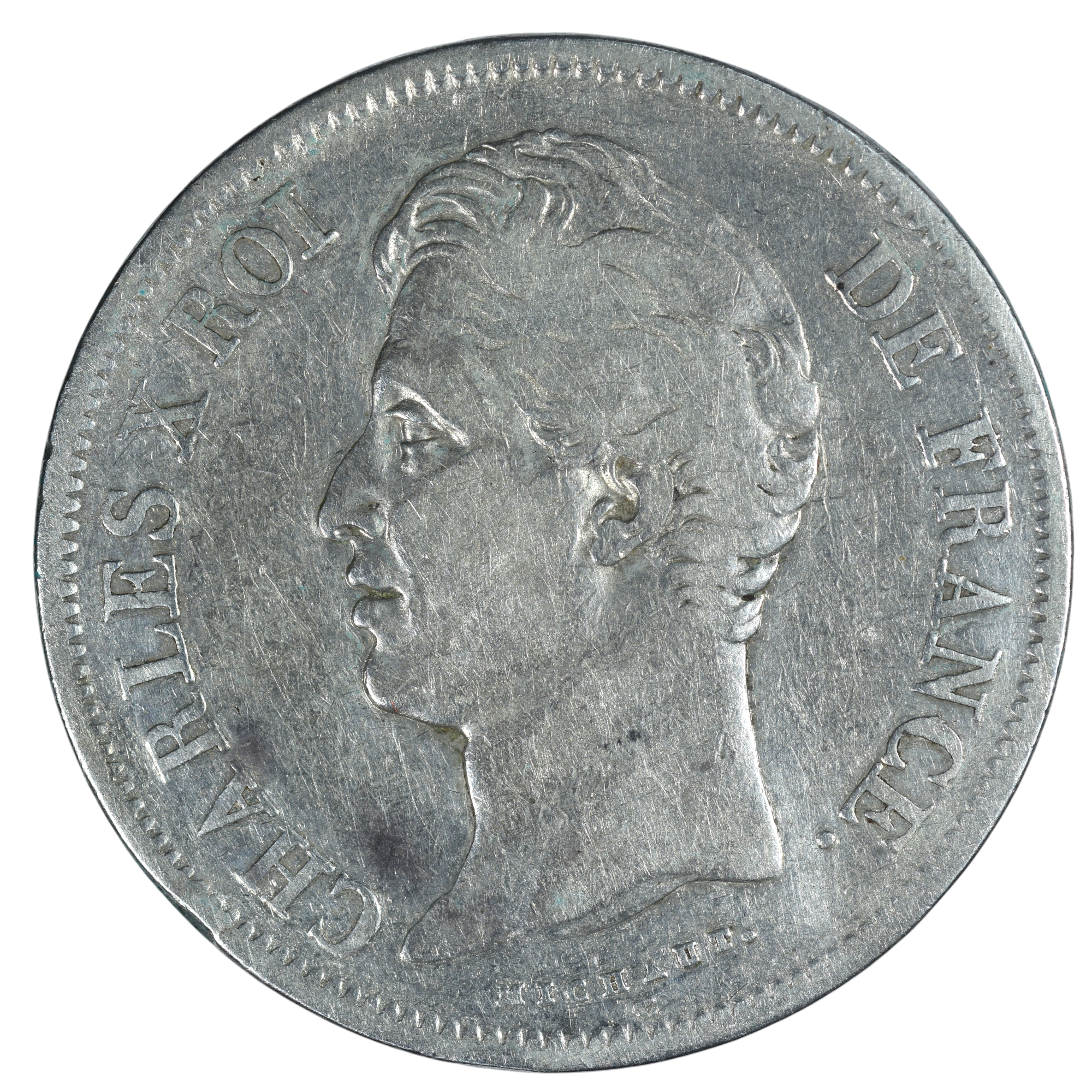 CHARLES X 5 FRANCS 1827 LYON AVERS