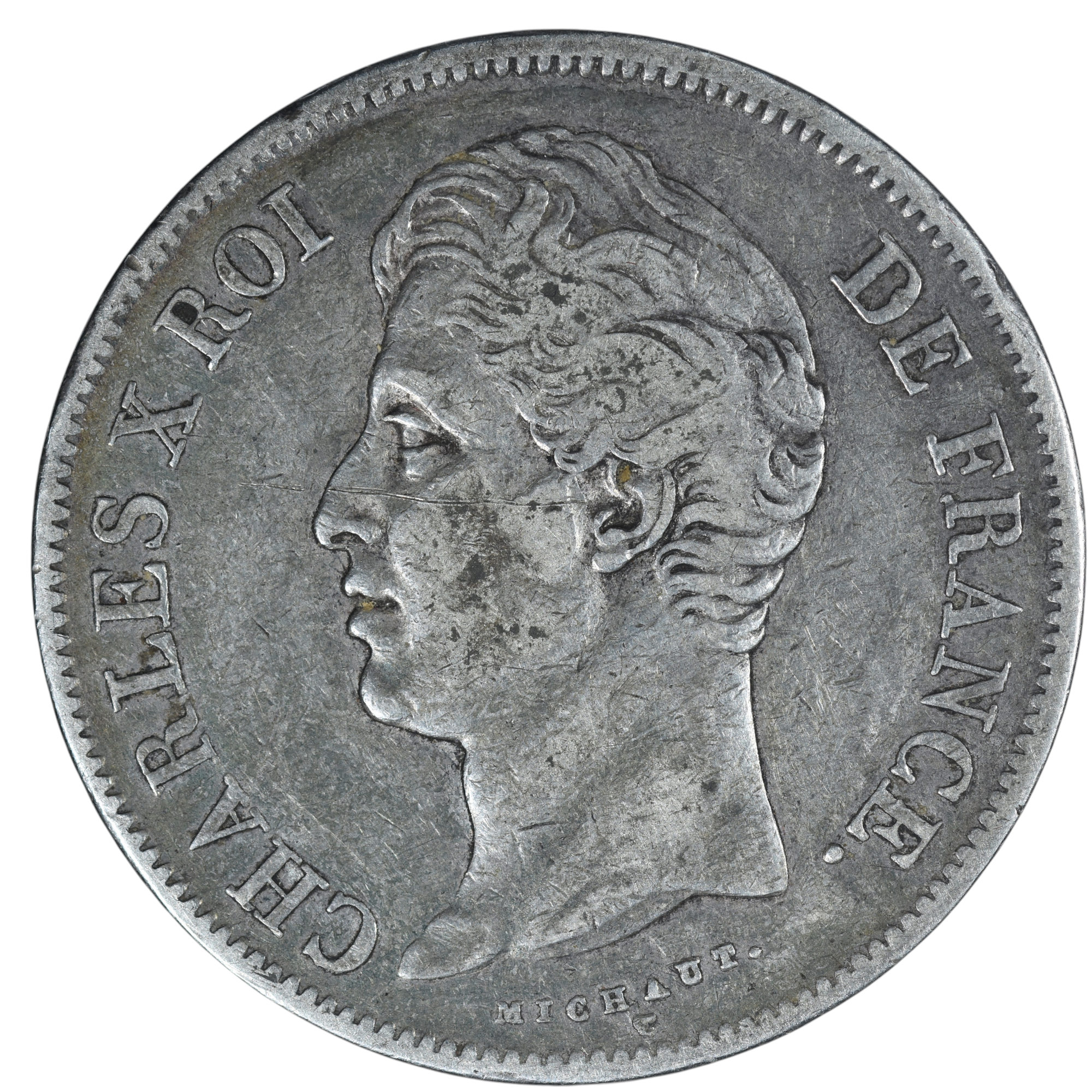 CHARLES X 5 FRANCS 1827 PARIS AVERS