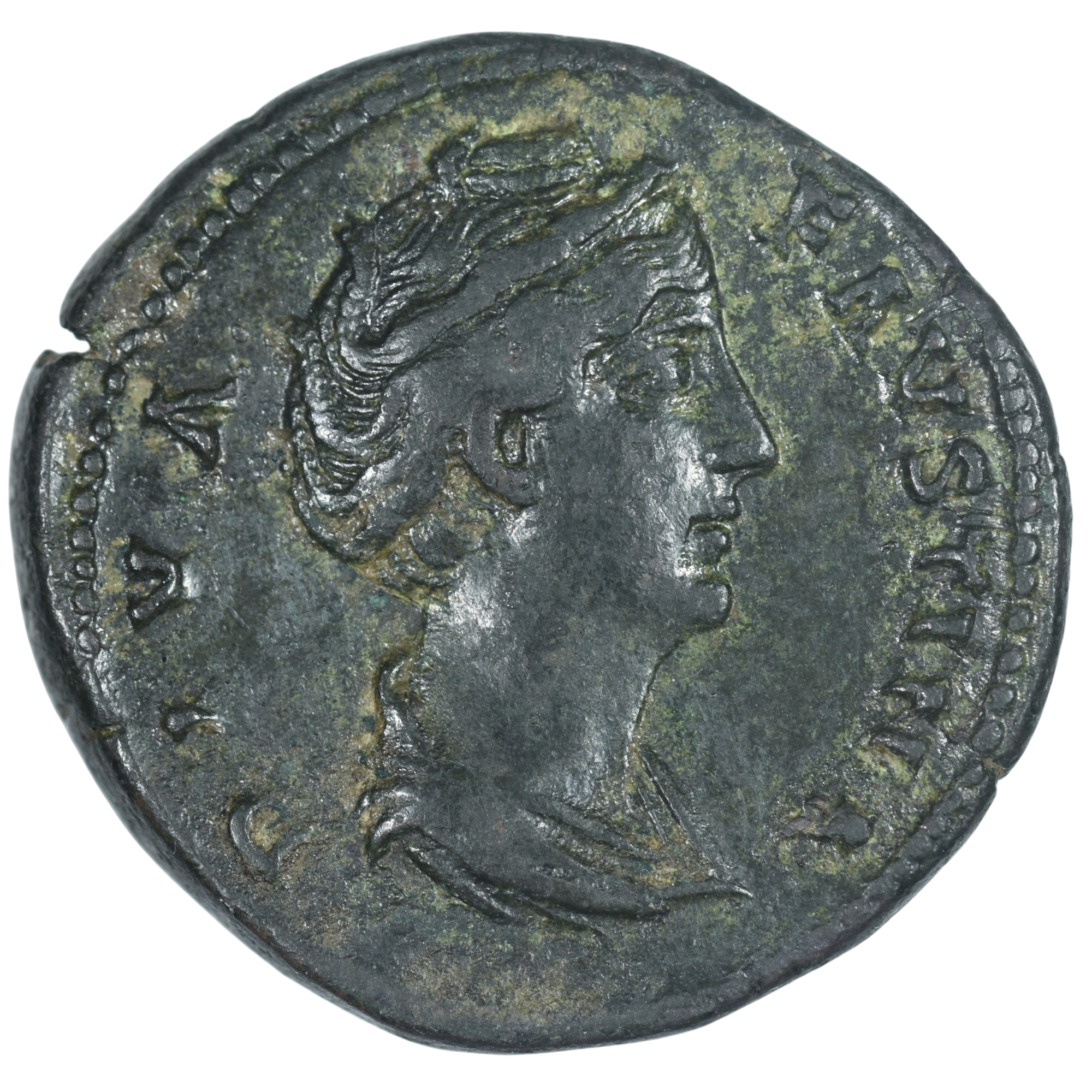 FAUSTINE SESTERCE VESTA AVERS