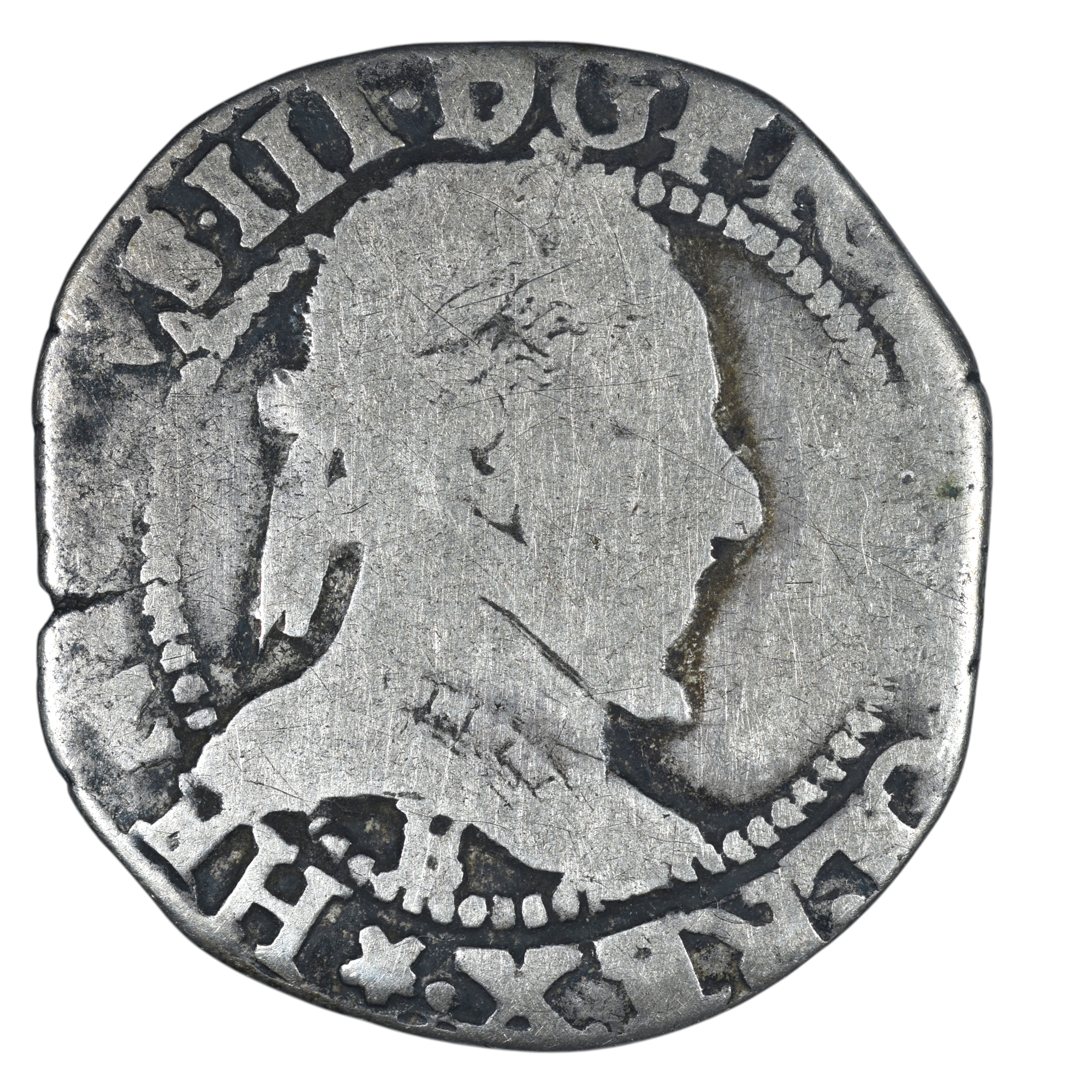 HENRI III DEMI FRANC 1587 TOURS AVERS