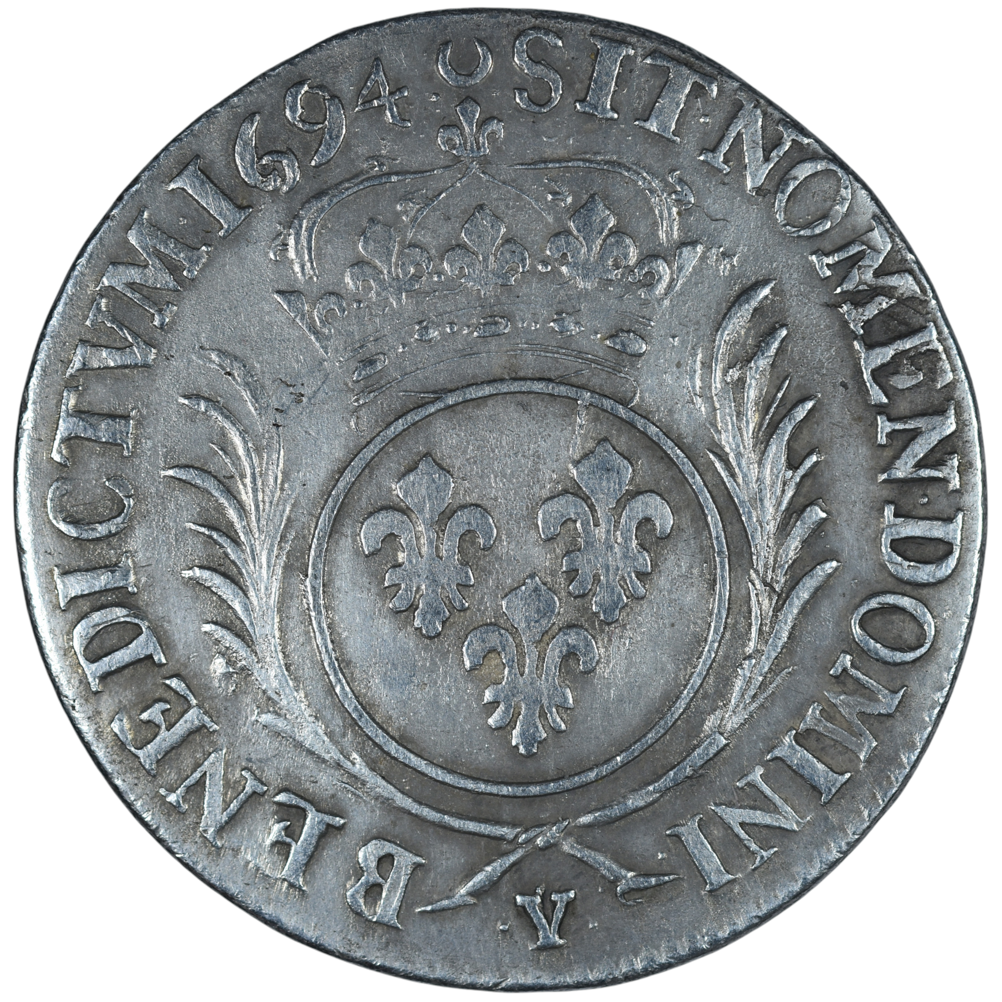 LOUIS XIV DEMI ECU 1694 TROYES REVERS