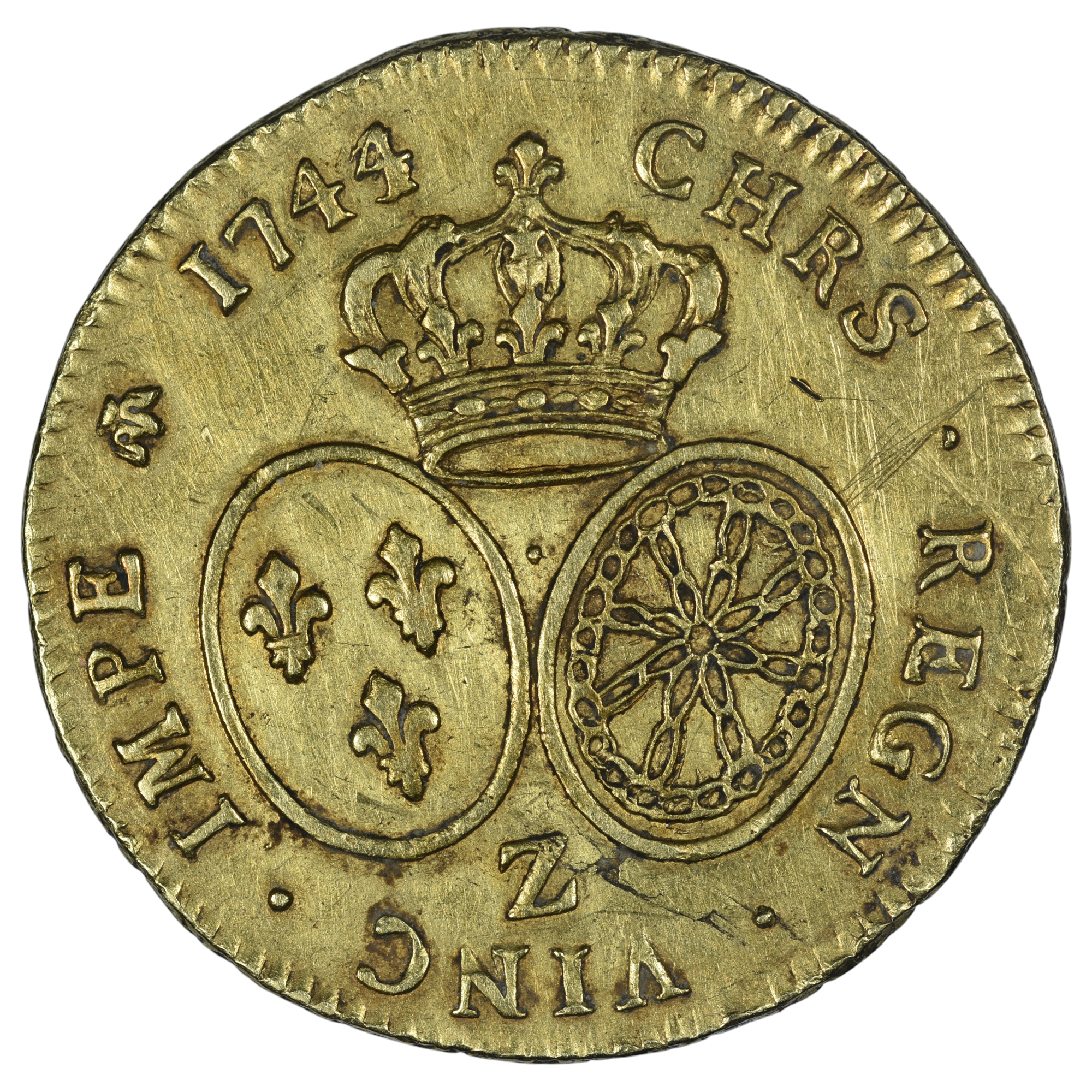 LOUIS XV DOUBLE LOUIS OR 1744 GRENOBLE REVERS