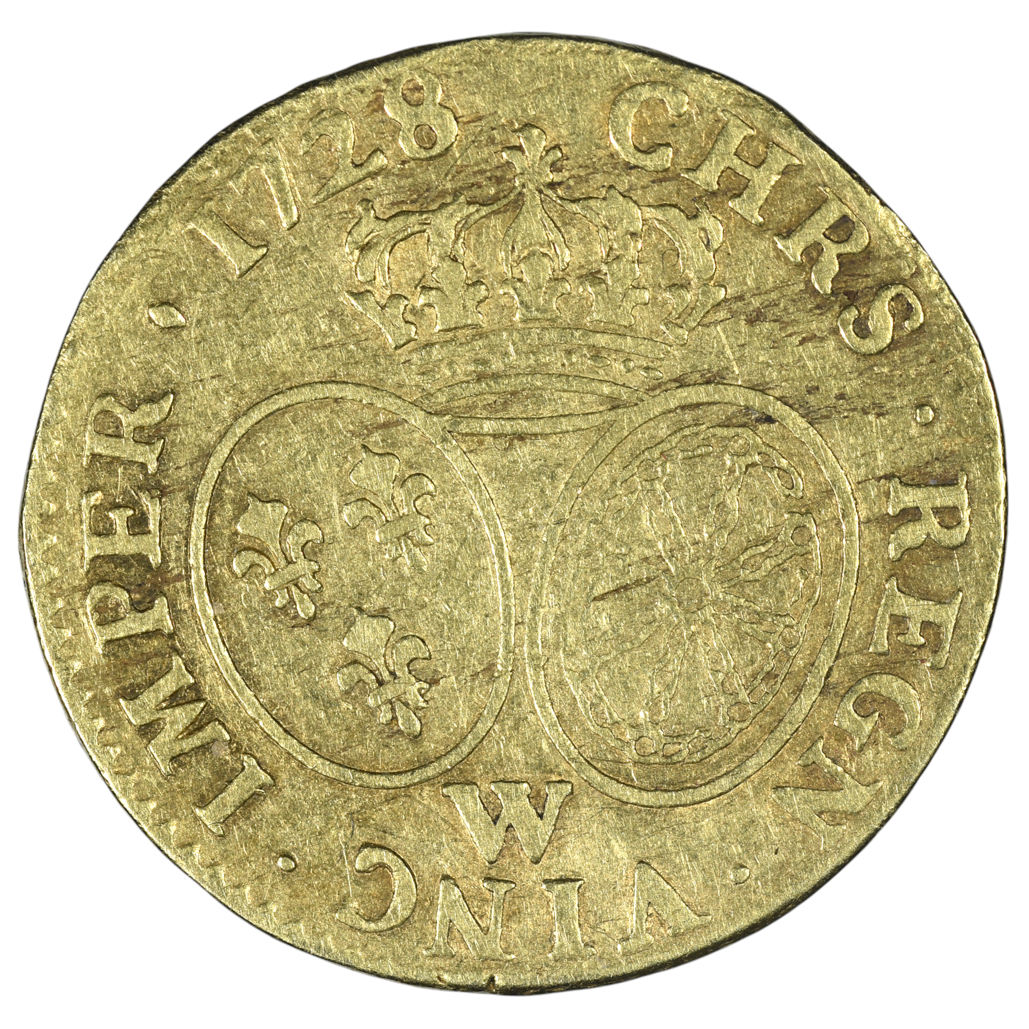 LOUIS XV LOUIS OR LUNETTES 1728 LILLE REVERS