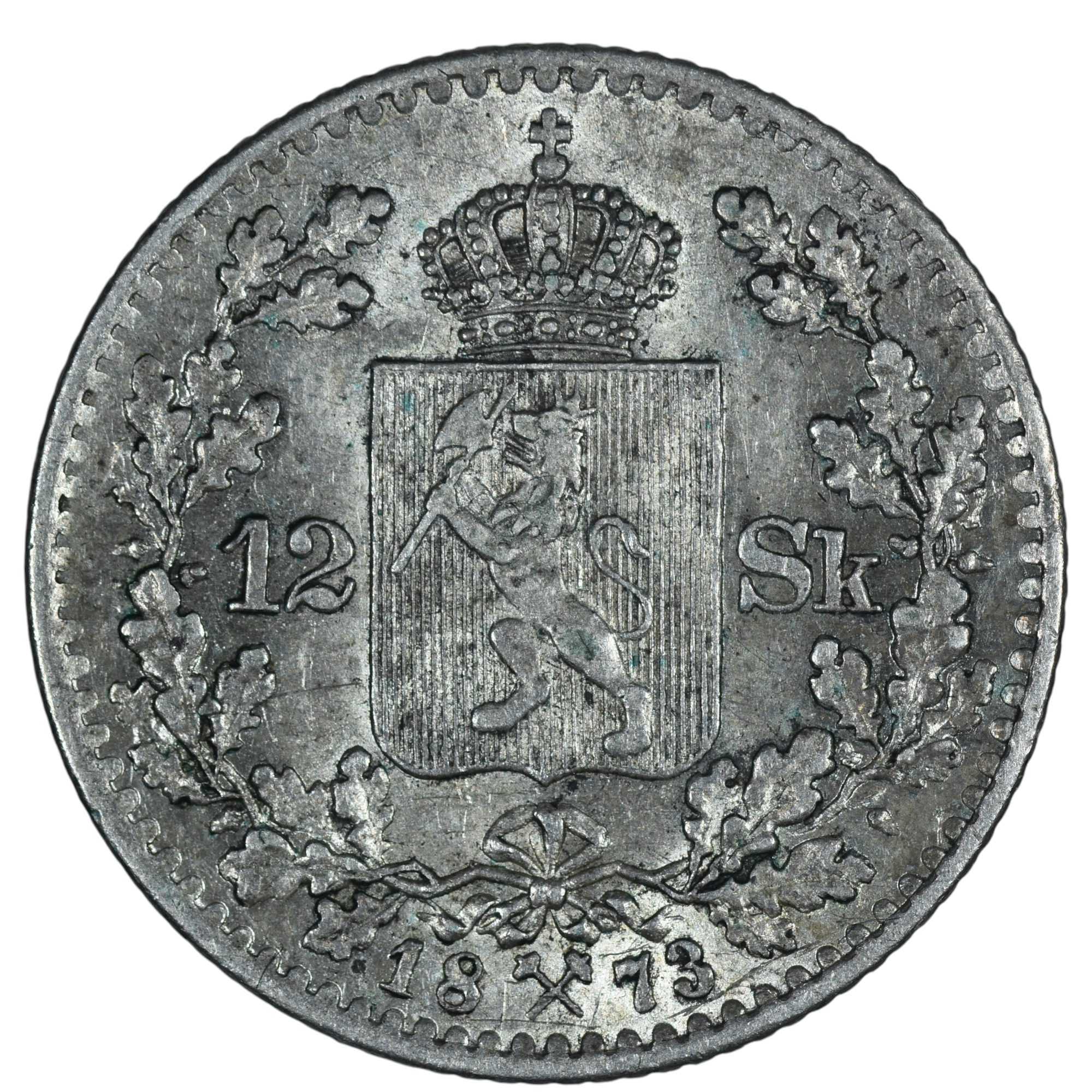 SUEDE 12 SKILLING 1873 REVERS