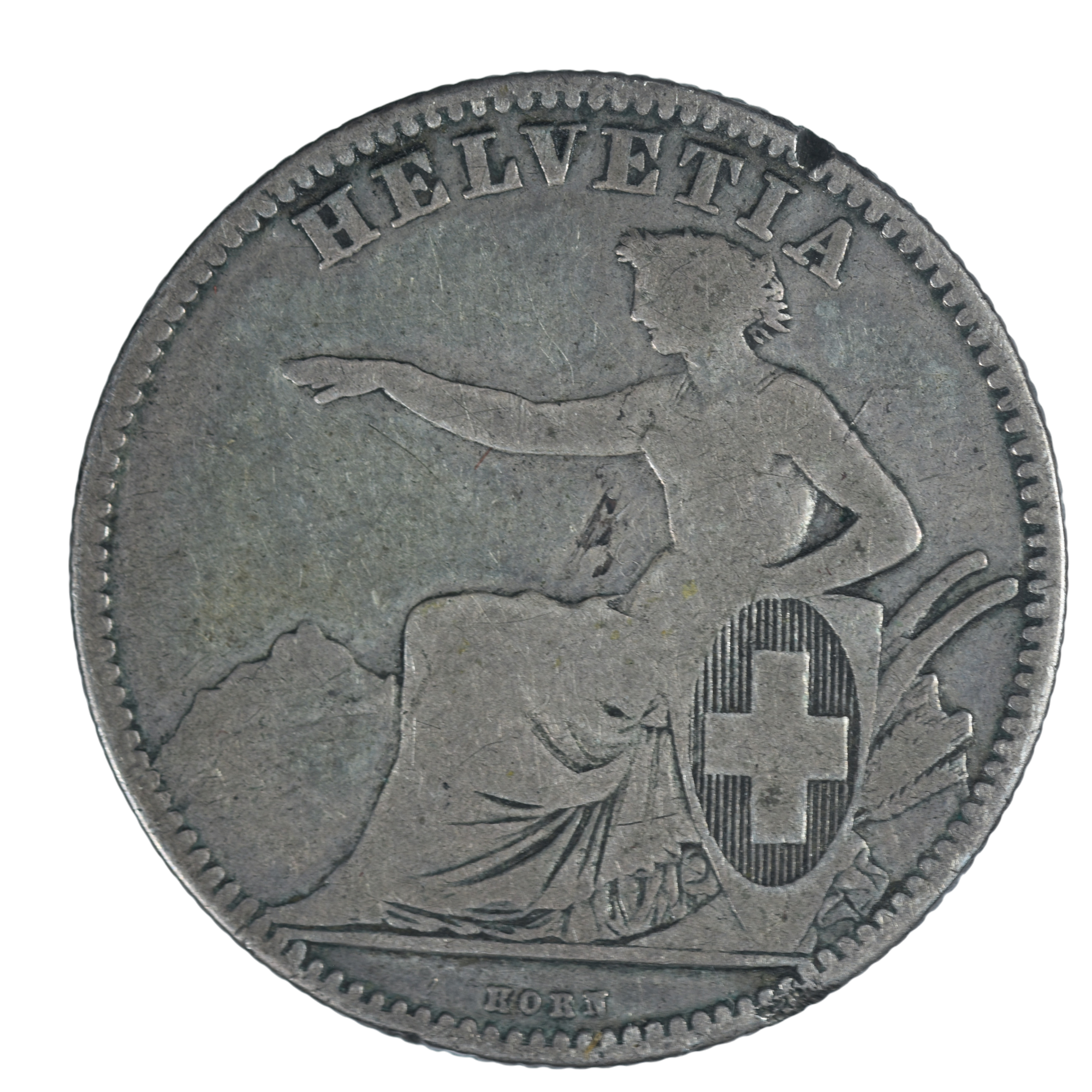 SUISSE 2 FRANCS 1860 AVERS