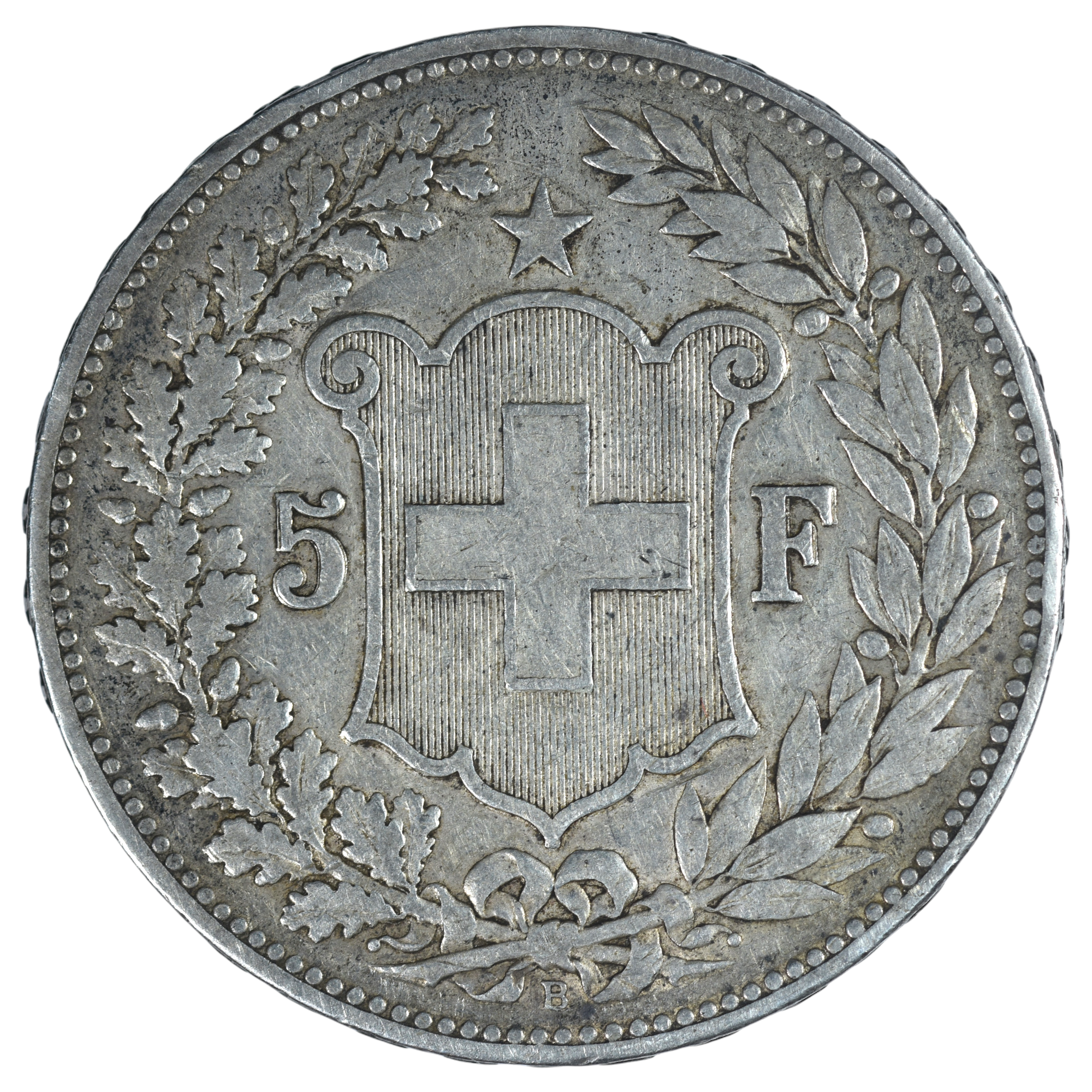 SUISSE 5 FRANCS 1891 REVERS