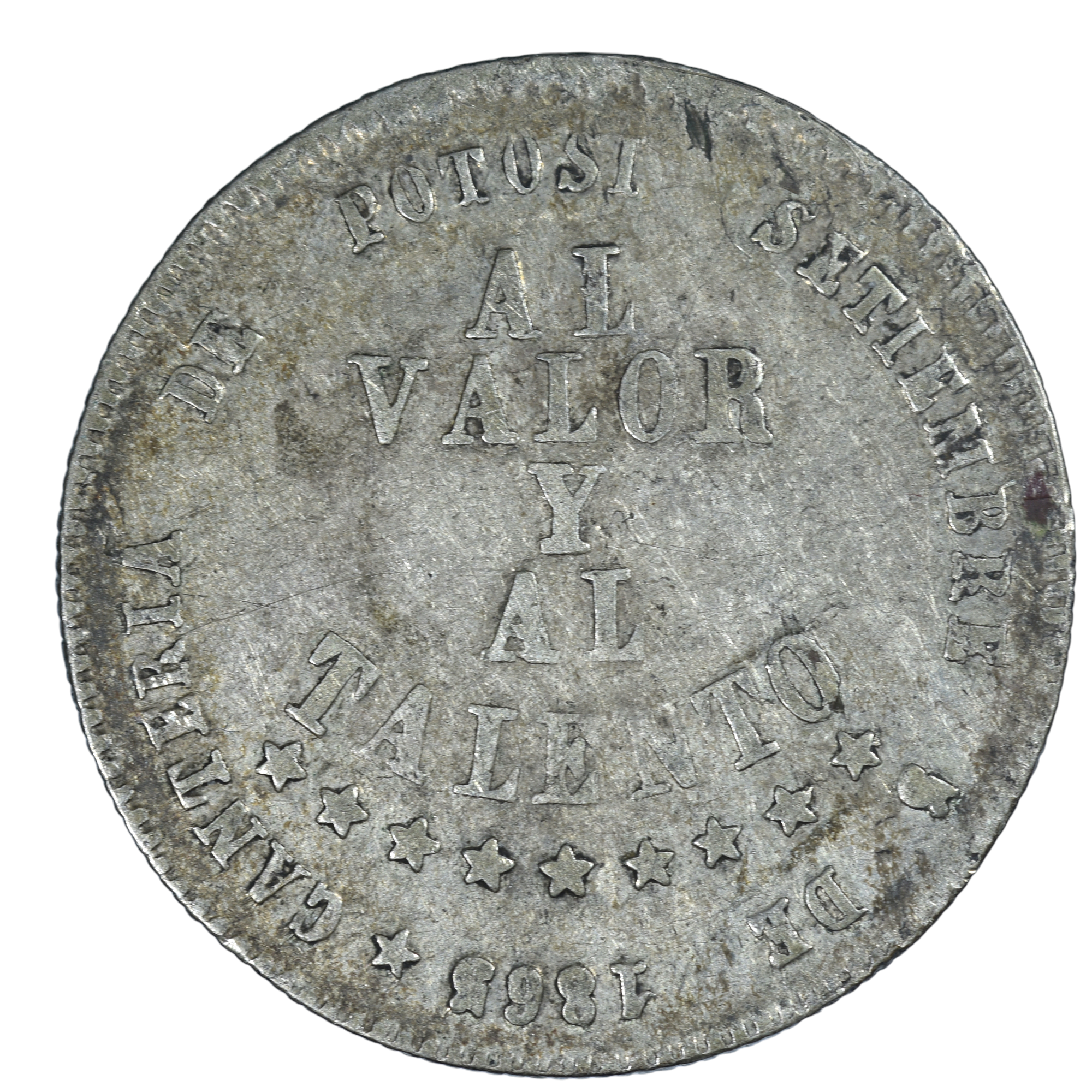 BOLIVIE ARGENT 1865 REVERS