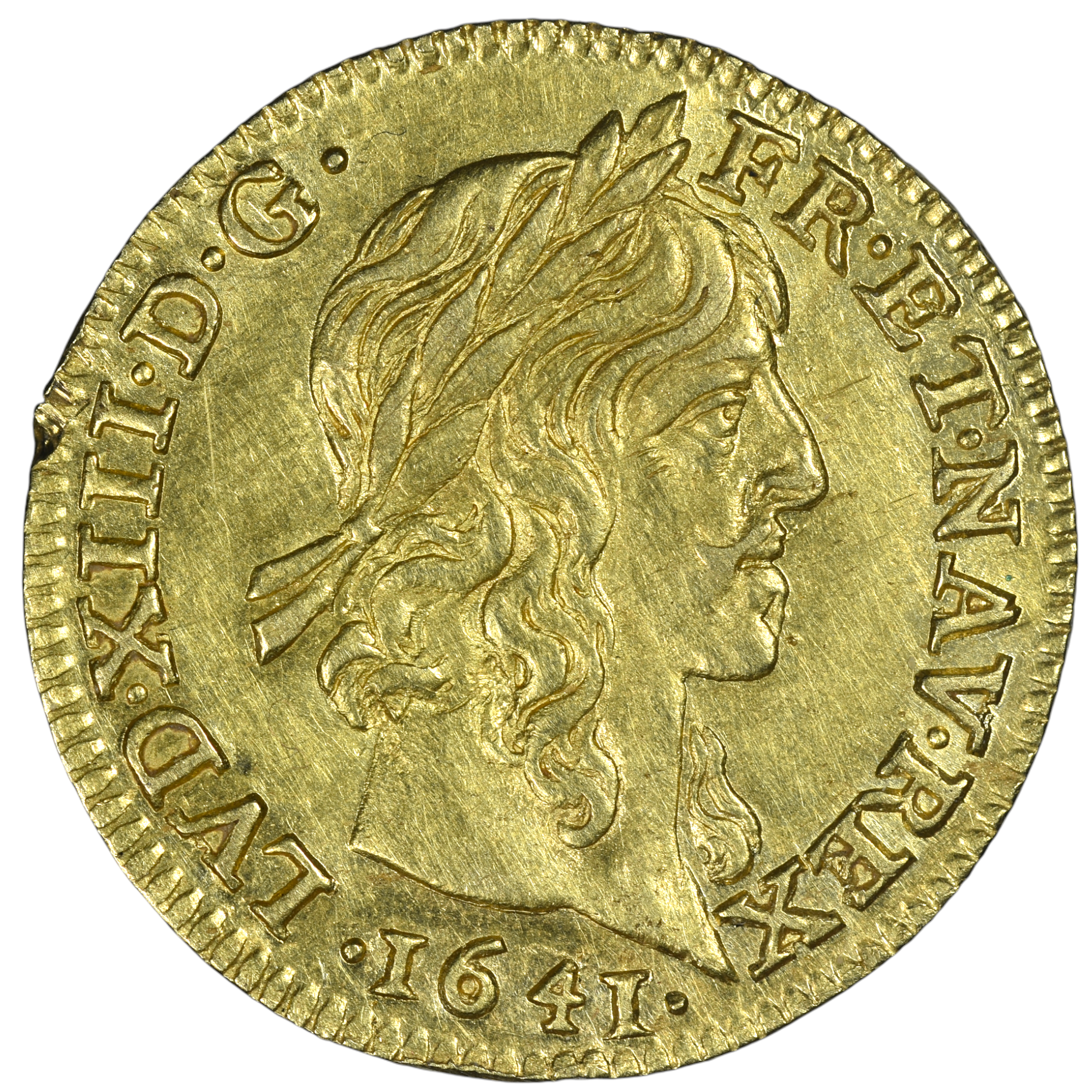 LOUIS XIII DEMI LOUIS OR 1641 PARIS AVERS