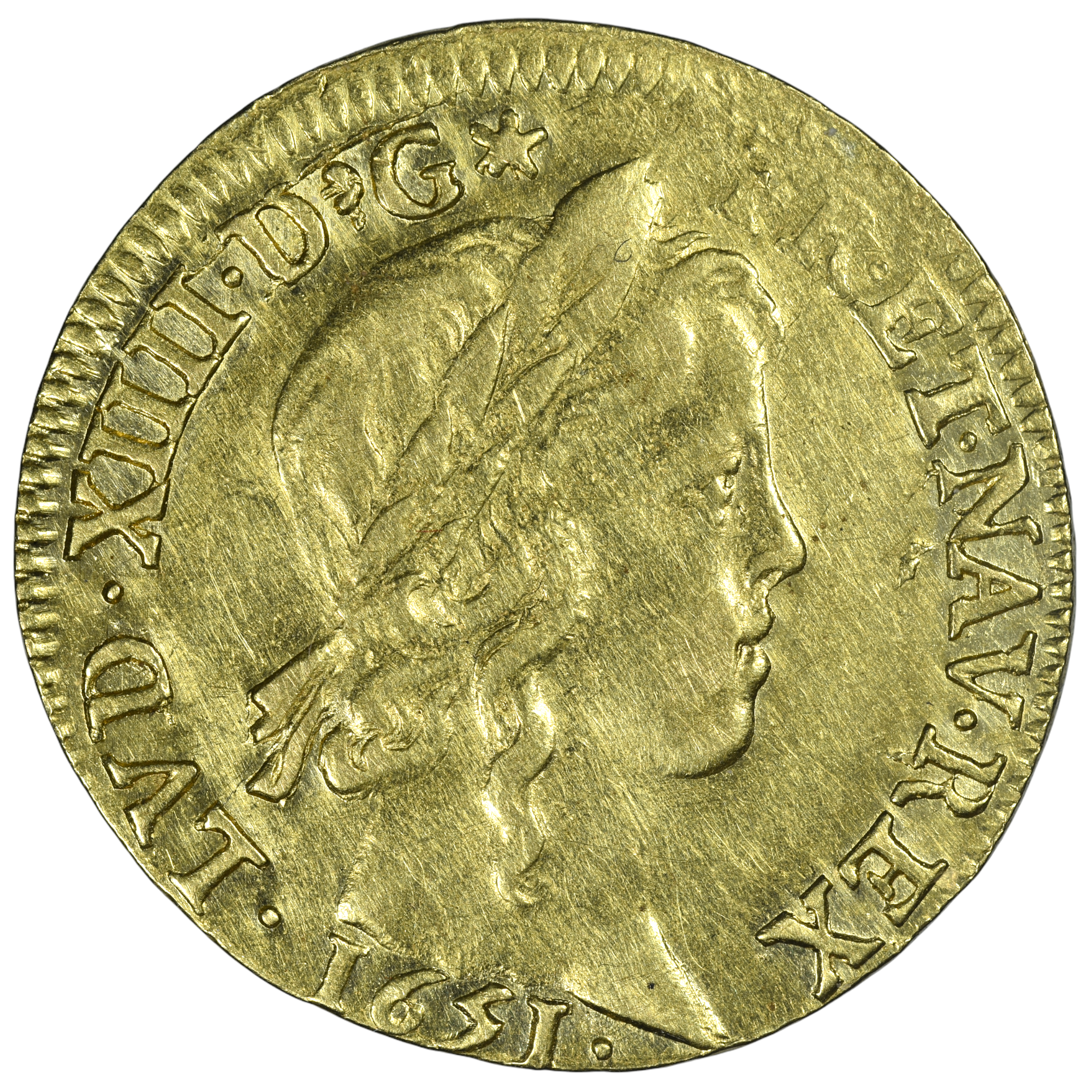 LOUIS XIV LOUIS OR 1651 BORDEAUX AVERS