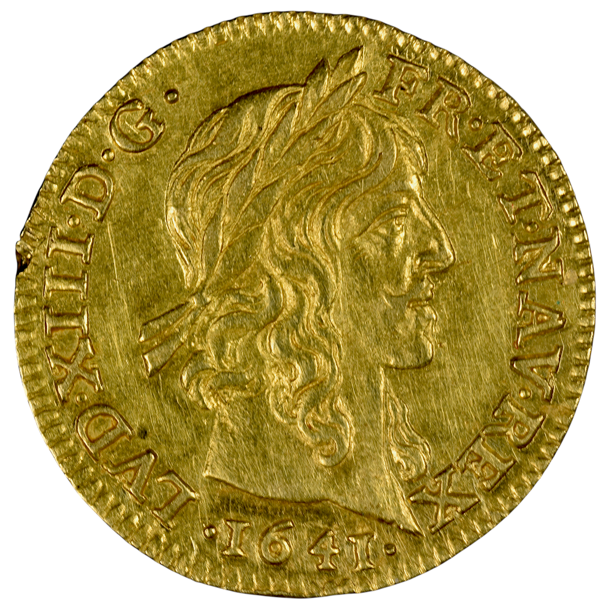 LOUIS XIII DEMI LOUIS OR 1641 PARIS AVERS