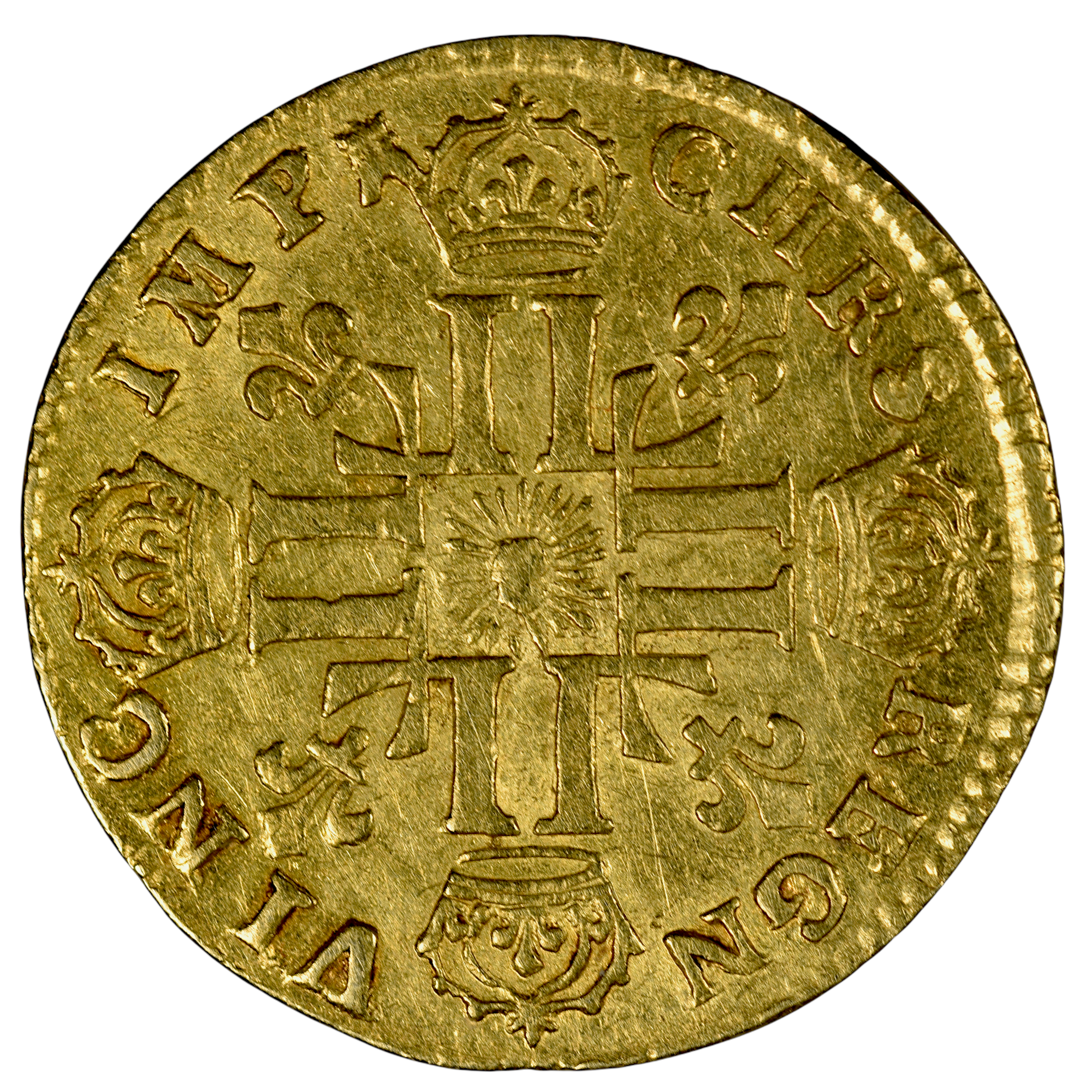 LOUIS XIV DEMI LOUIS OR 1712 MONTPELLIER REVERS