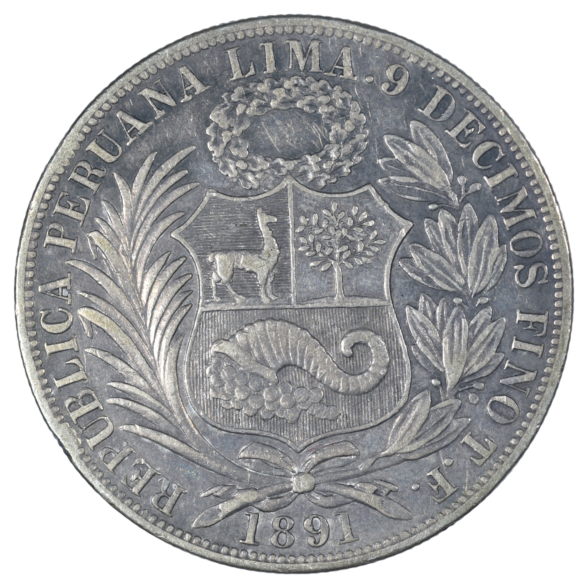 PEROU SOL LIMA 1891 REVERS
