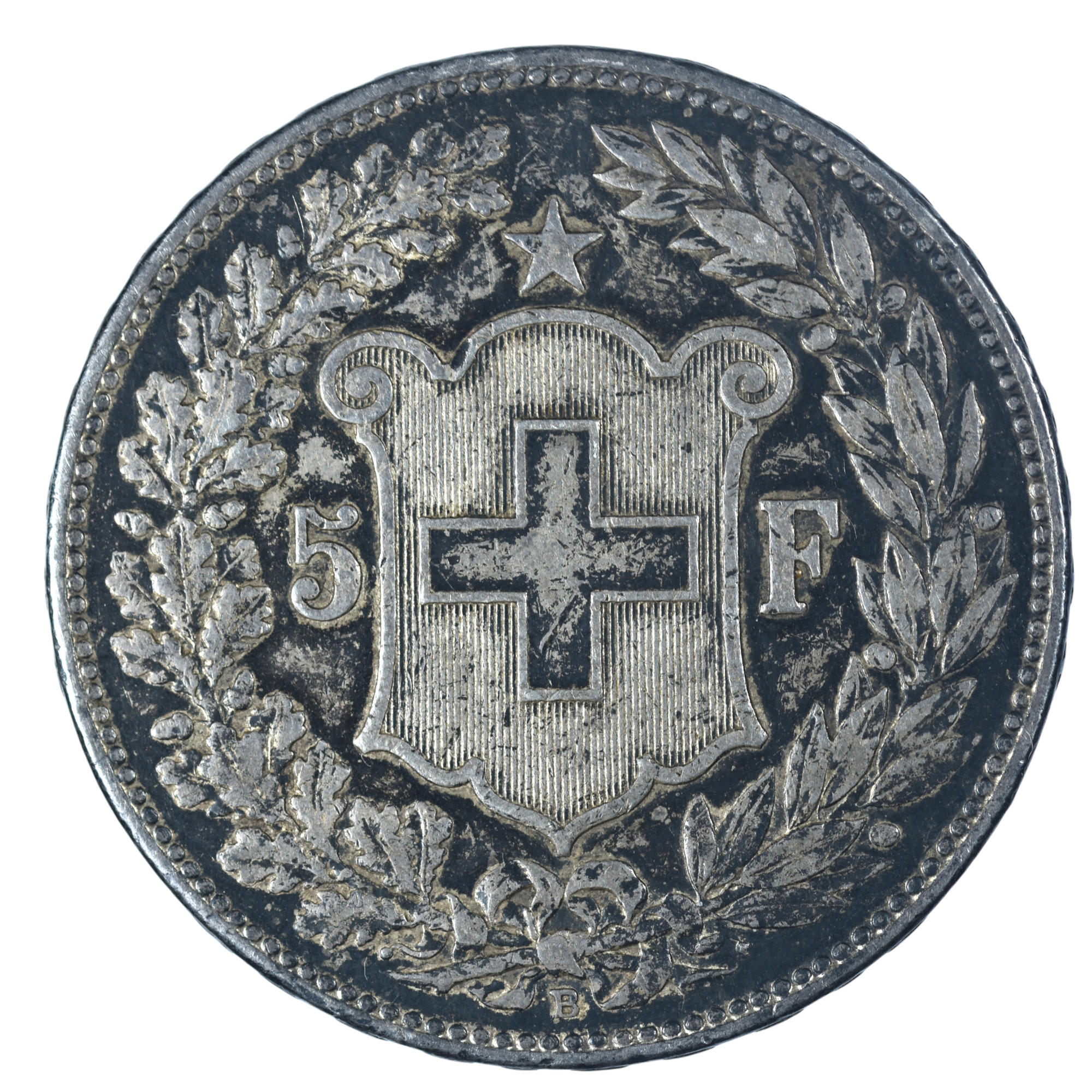 SUISSE 5 FRANCS 1908 REVERS