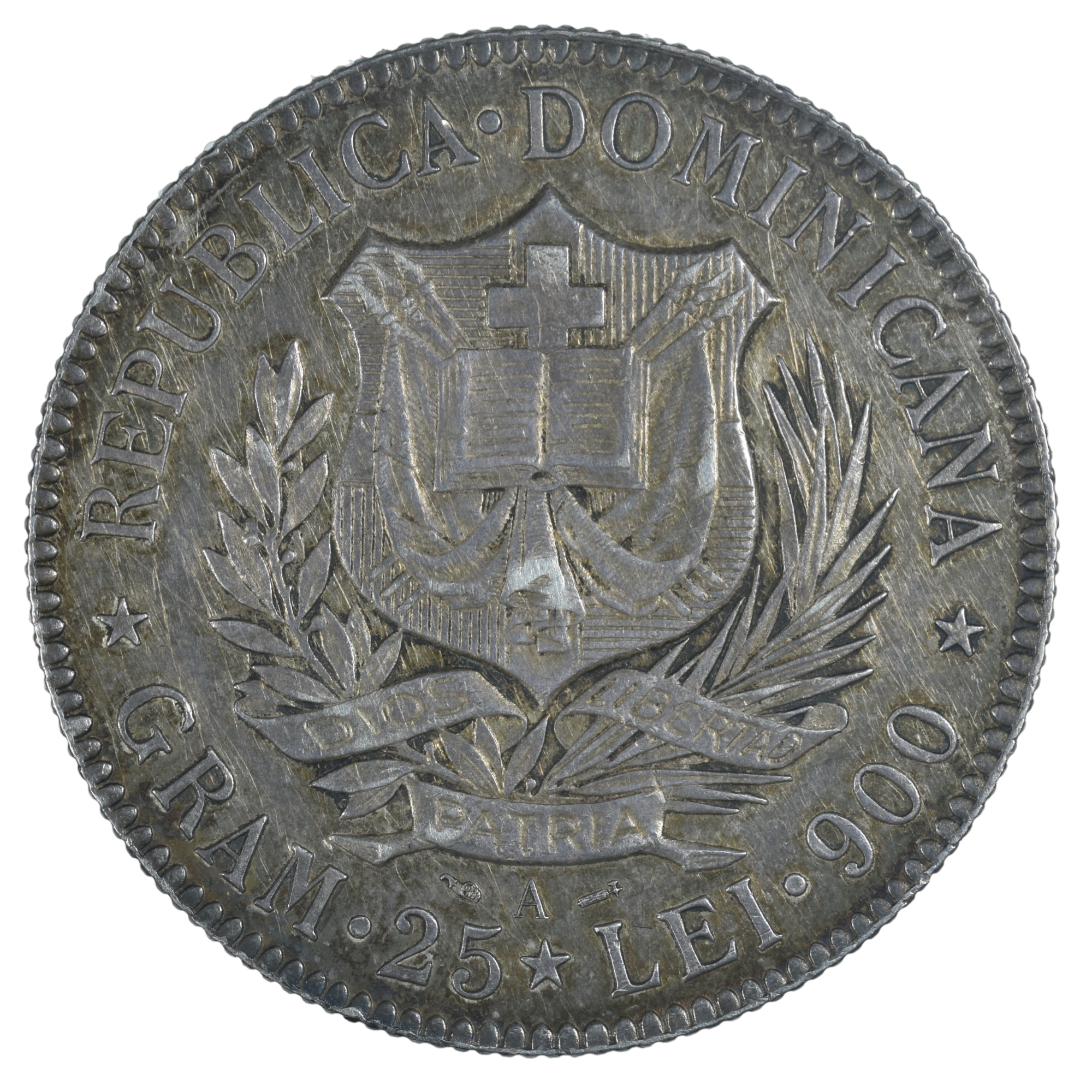 REPUBLIQUE DOMINICAINE 5 FRANCOS 1891 REVERS