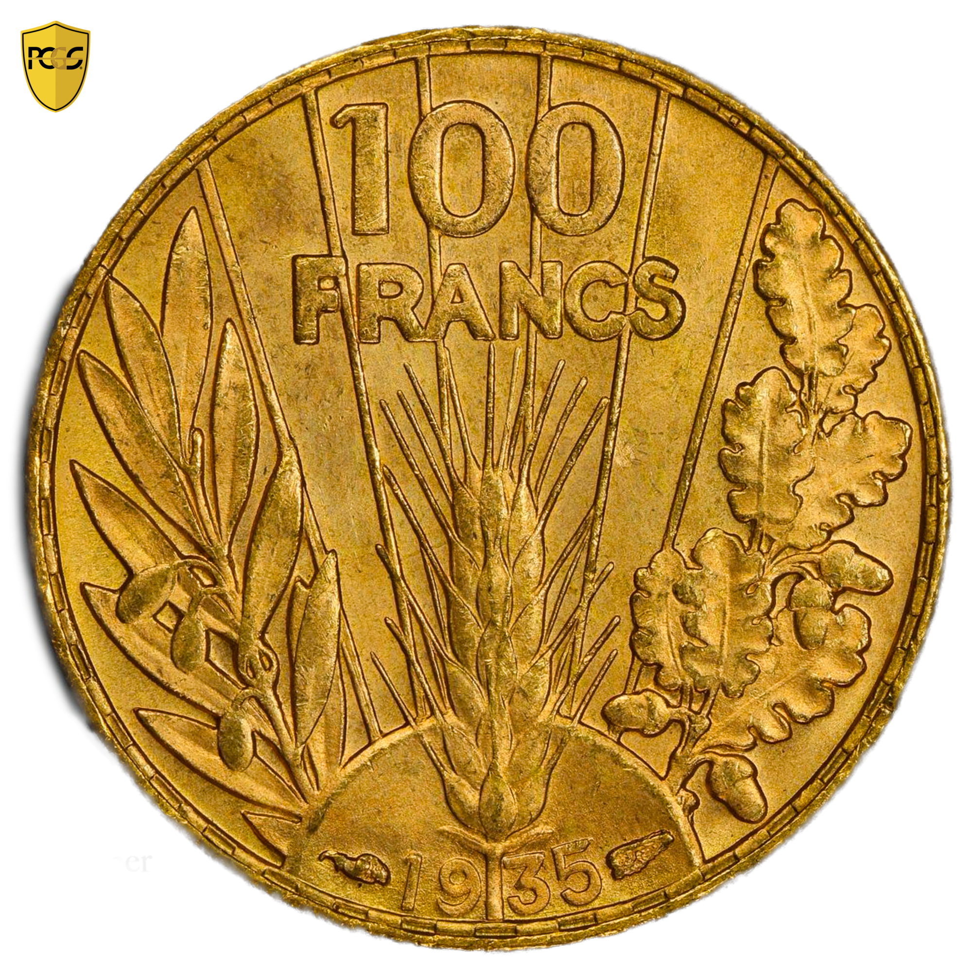 100 FRANCS BAZOR 1935 MS64+ REVERS