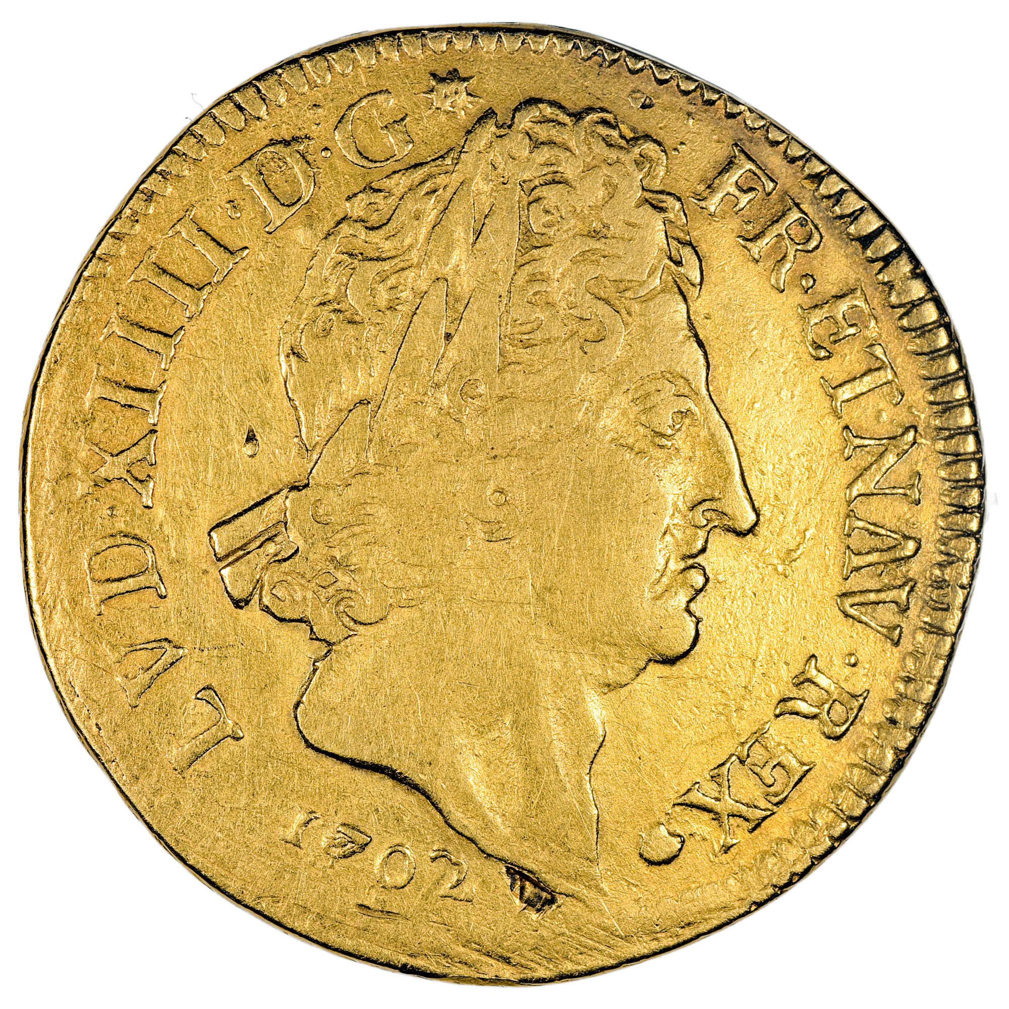 LOUIS XIV DOUBLE LOUIS OR 1702 PARIS AVERS
