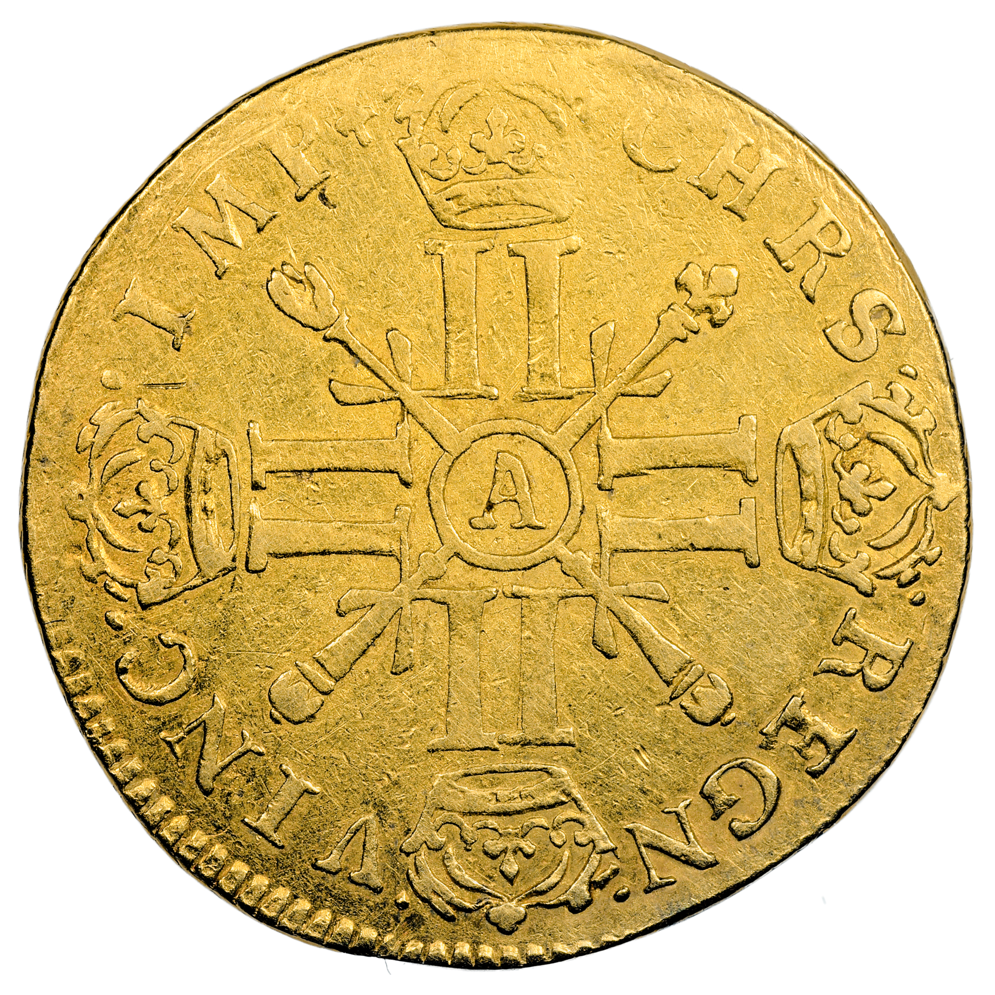 LOUIS XIV DOUBLE LOUIS OR 1702 PARIS REVERS