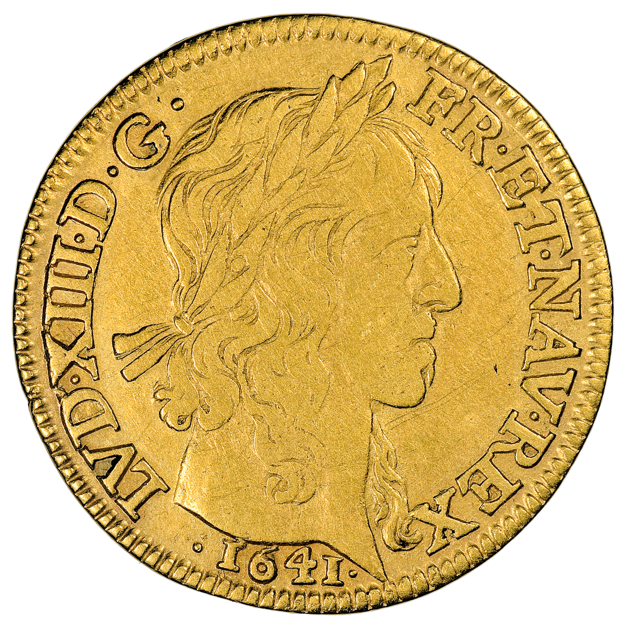 LOUIS XIII LOUIS OR 1641 PARIS AVERS