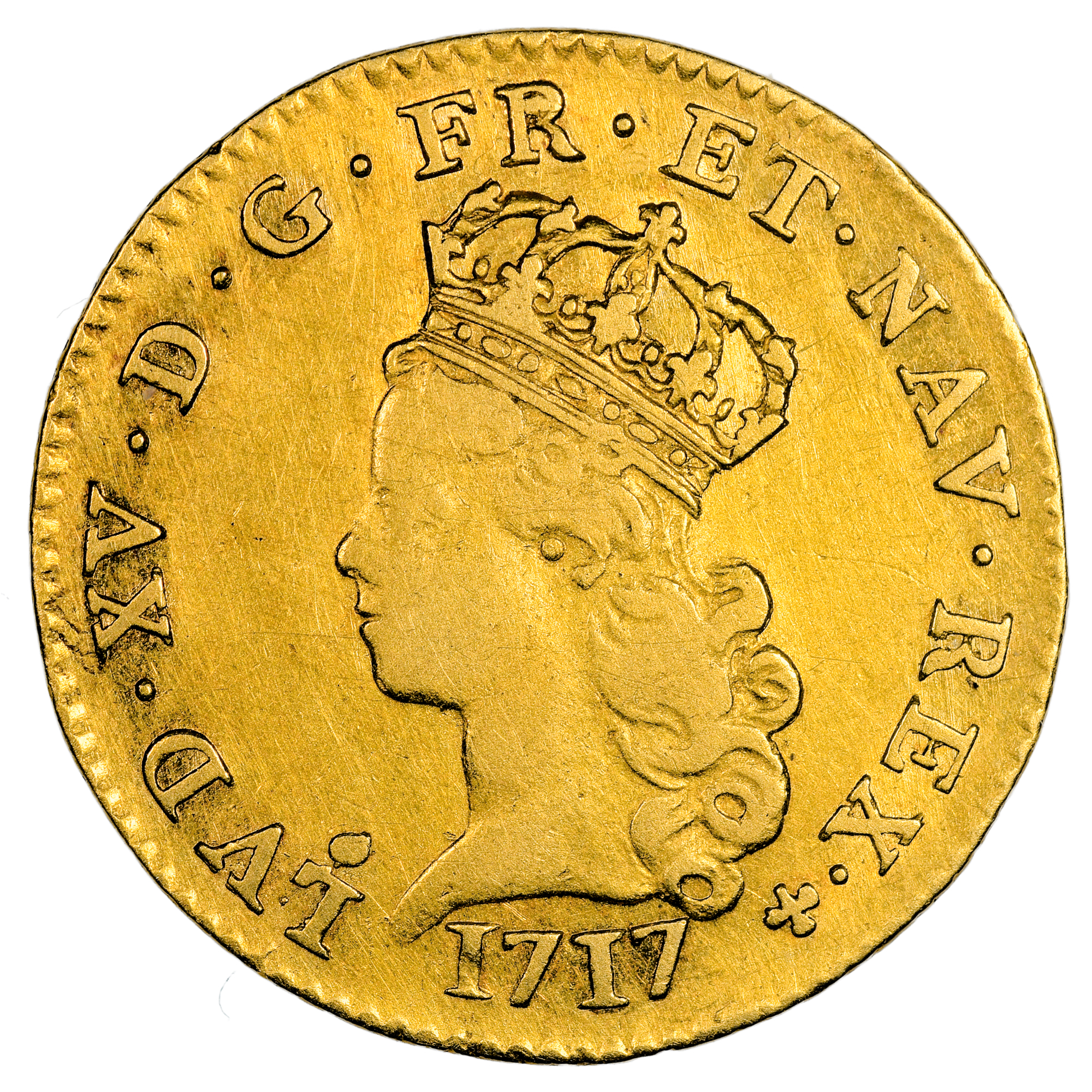 LOUIS XV DEMI NOAILLES OR 1717 PARIS AVERS