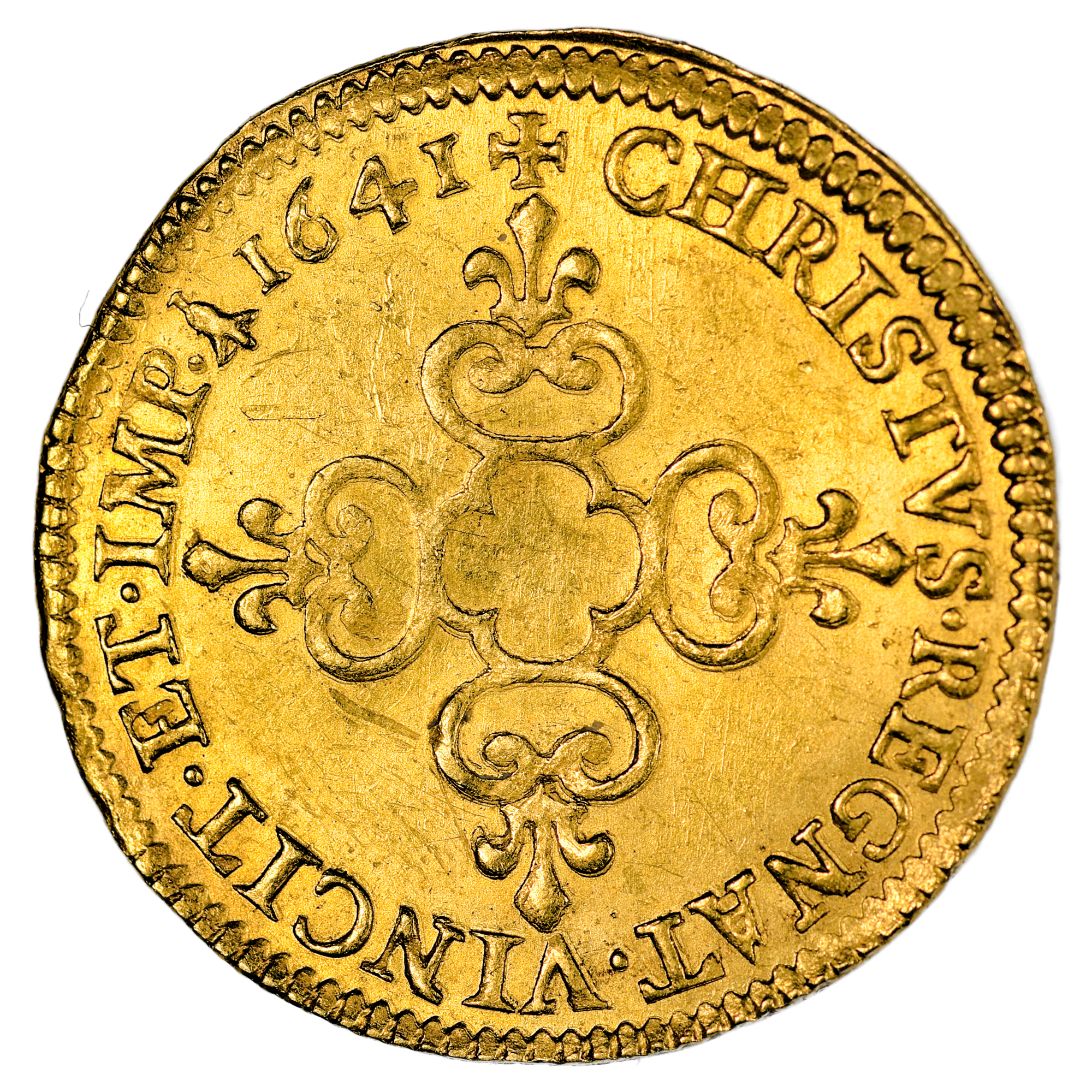 LOUIS XIII ECU OR SOLEIL 1641 AMIENS REVERS