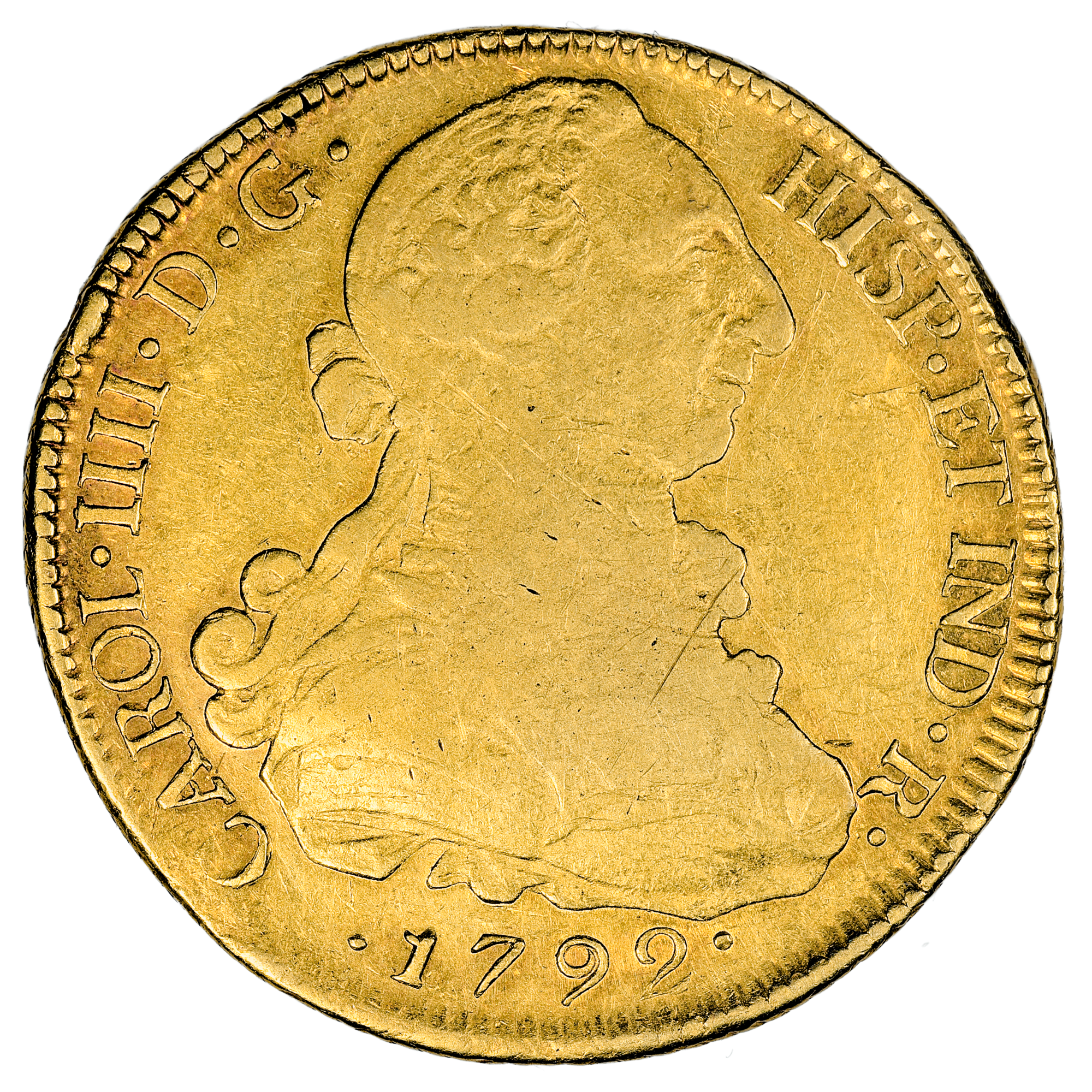 CHILI CHARLES IV 8 ESCUDOS OR 1792 AVERS