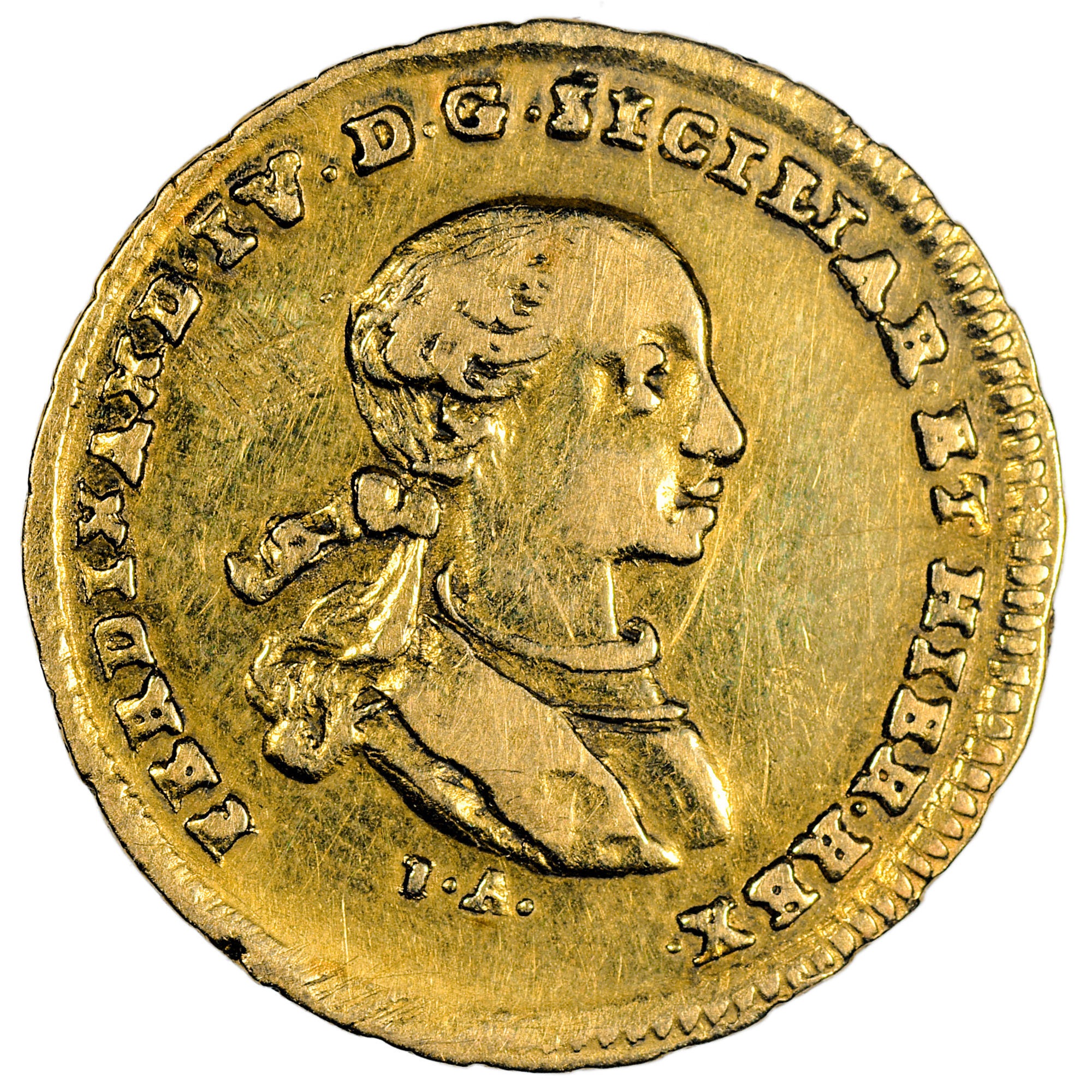 ITALIE FERDINAND IV 2 DUCATI OR 1762 AVERS